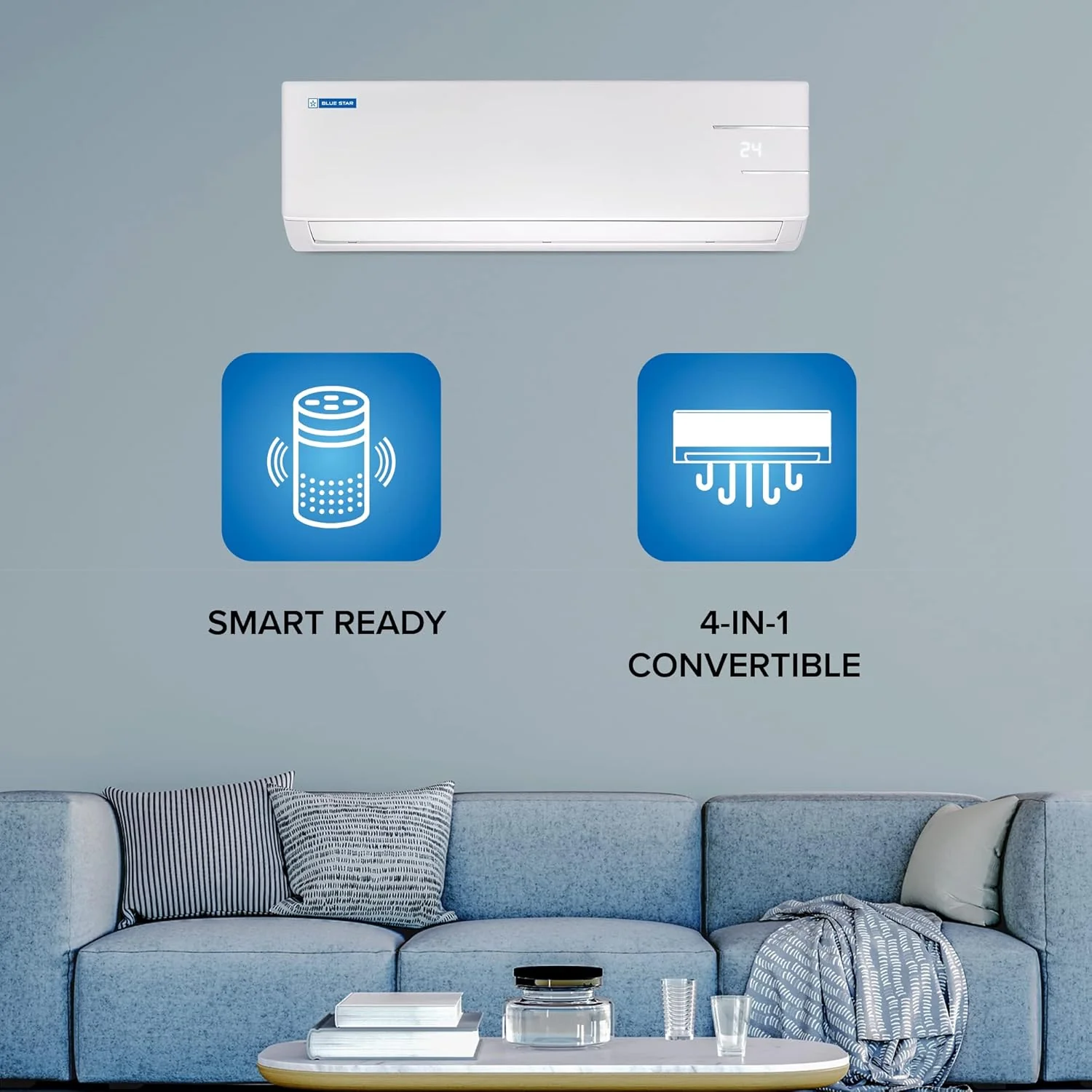 Blue Star 0.9 Ton 3 Star Convertible Inverter Split AC (IA311YNU) | 5-in-1 Cooling, Eco Mode (Open Box / Without Box) - Image 3