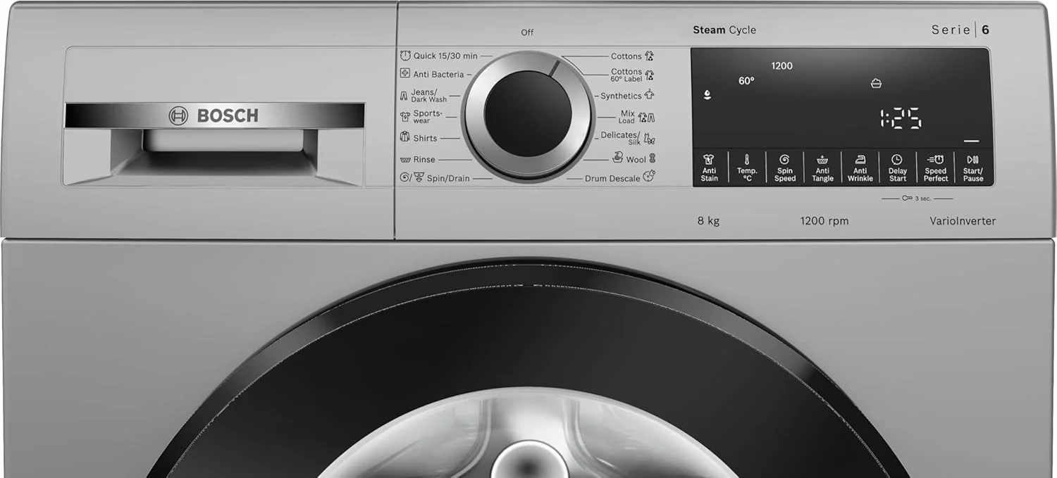 Bosch 8 kg 5 Star Fully-Automatic Front Loading Washing Machine (WGA1320SIN, Silver, AI active water plus, In-Built Heater) - Image 5