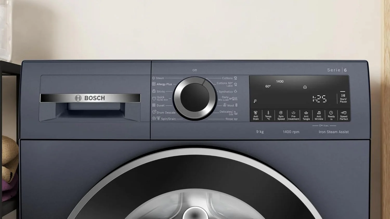 Bosch 9kg 5 Star Anti Wrinkle & Steam Care Fully Automatic Front Load Washing Machine with Built in Heater (WGA244ZPIN, Dark lake) - Image 4