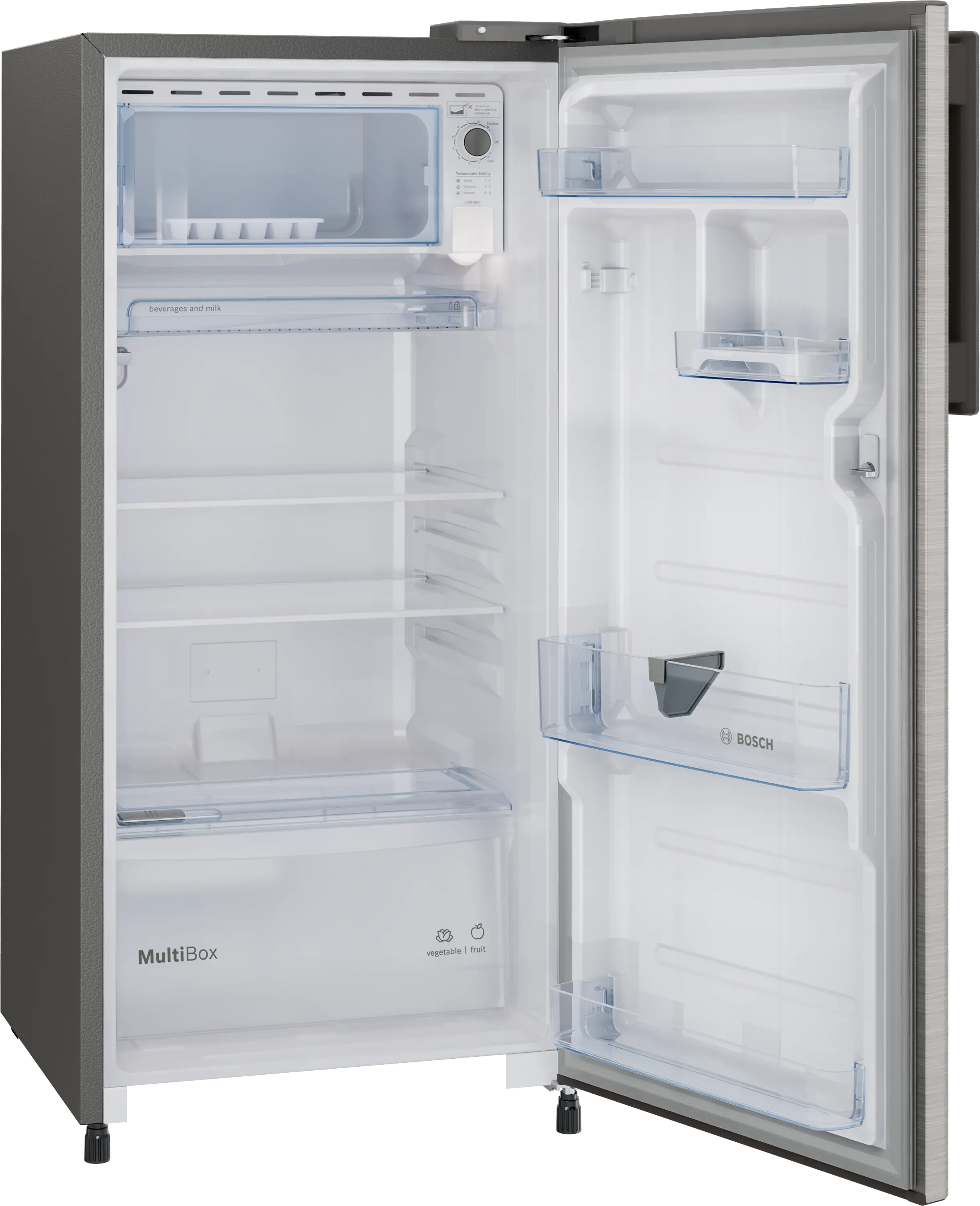 Bosch COT18S41EI 183L Single Door Refrigerator, Direct Cool, VitaFresh Technology, Inverter Compressor, Fast Ice Making, Toughened Glass Shelves, LED Lighting (Silver Finish) - Image 2
