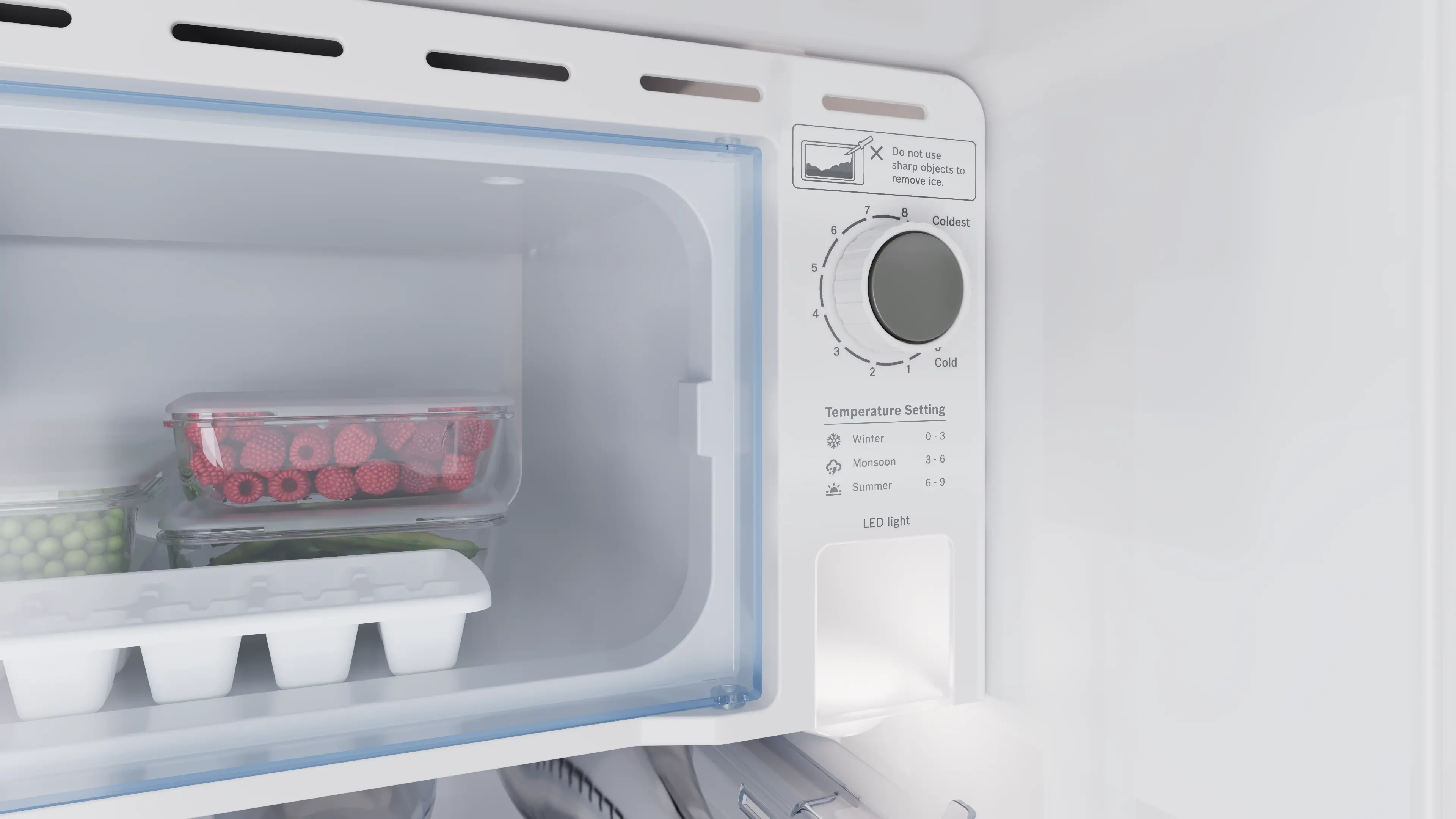 Bosch COT18S41EI 183L Single Door Refrigerator, Direct Cool, VitaFresh Technology, Inverter Compressor, Fast Ice Making, Toughened Glass Shelves, LED Lighting (Silver Finish) - Image 7