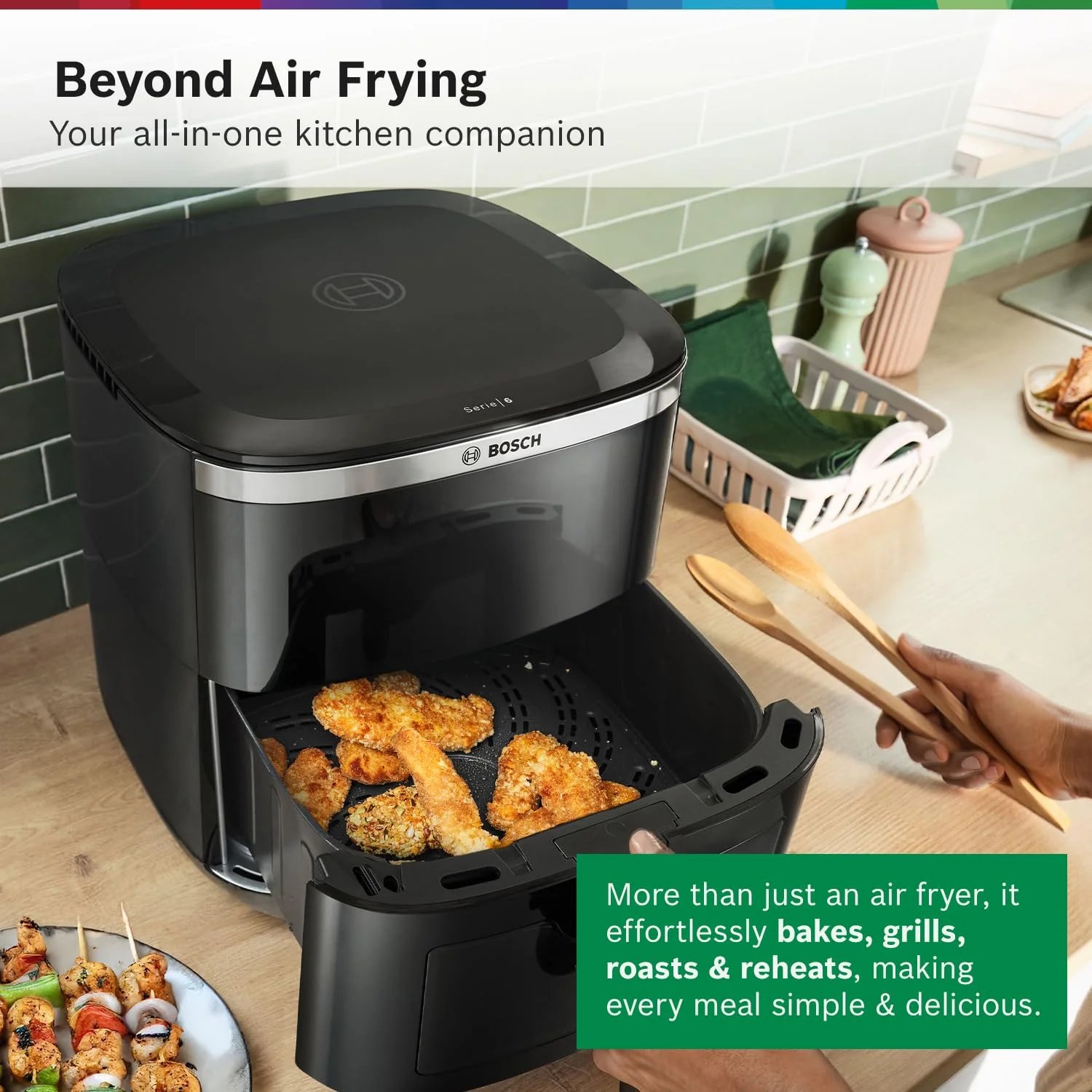 Bosch Crispmaxx Air Fryer 7.2L with baking tray, With Touch Panel,7 Presets menus,Illuminated Viewing Window, Shake Alarm,MAF671B5IN,Black - Image 10