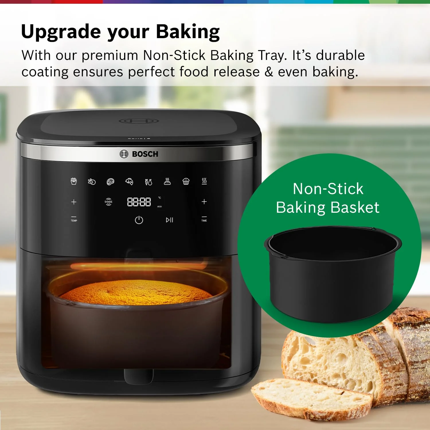 Bosch Crispmaxx Air Fryer 7.2L with baking tray, With Touch Panel,7 Presets menus,Illuminated Viewing Window, Shake Alarm,MAF671B5IN,Black - Image 9
