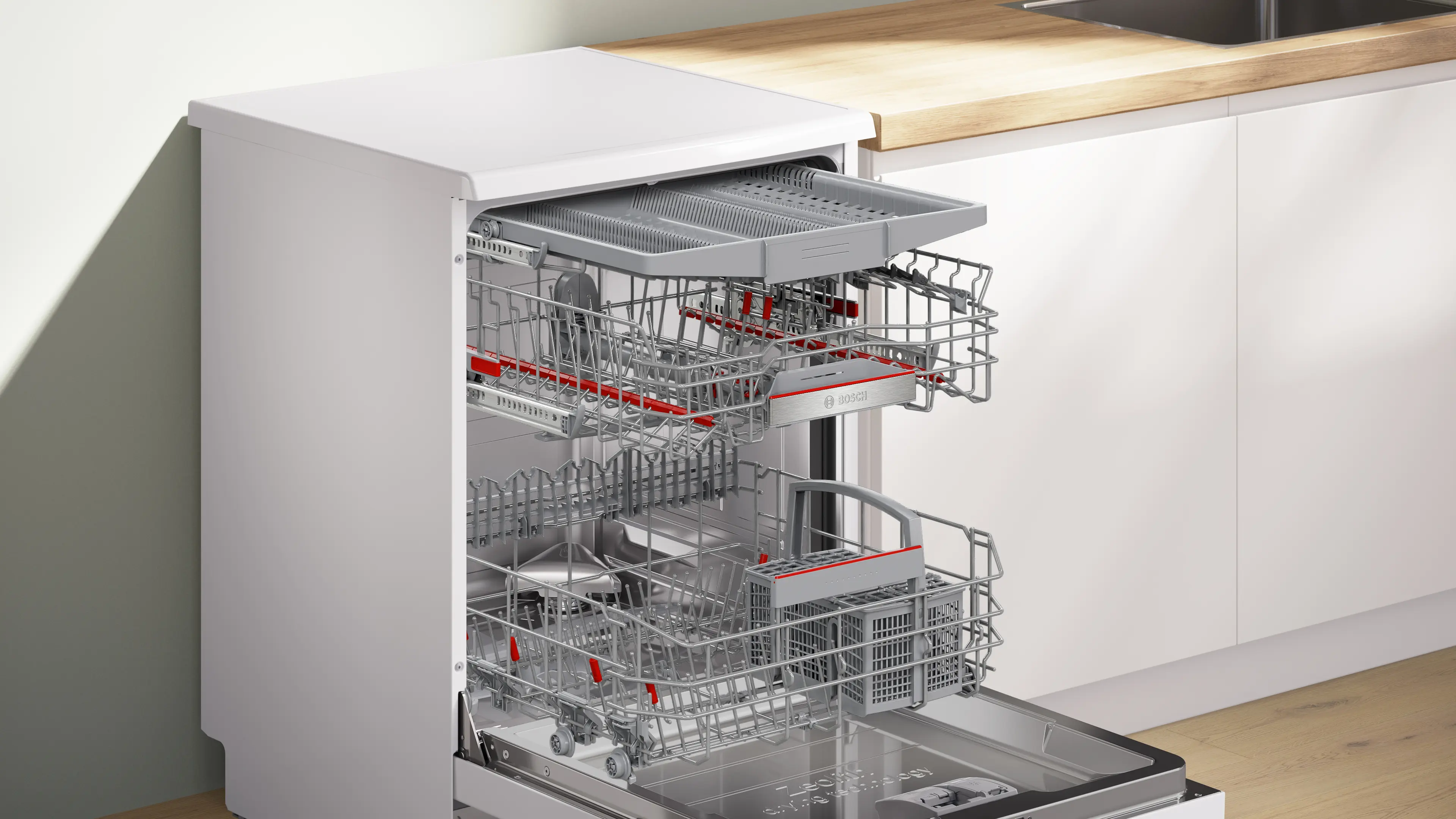 Bosch SMS6ZCW37Q Series 6 Free-Standing Dishwasher | 14 Place Settings | Zeolith Drying Technology | Home Connect (Wi-Fi Enabled) | PerfectDry | VarioFlex Baskets | Extra Clean Zone | Silence Plus | Energy Efficient | White - Image 7