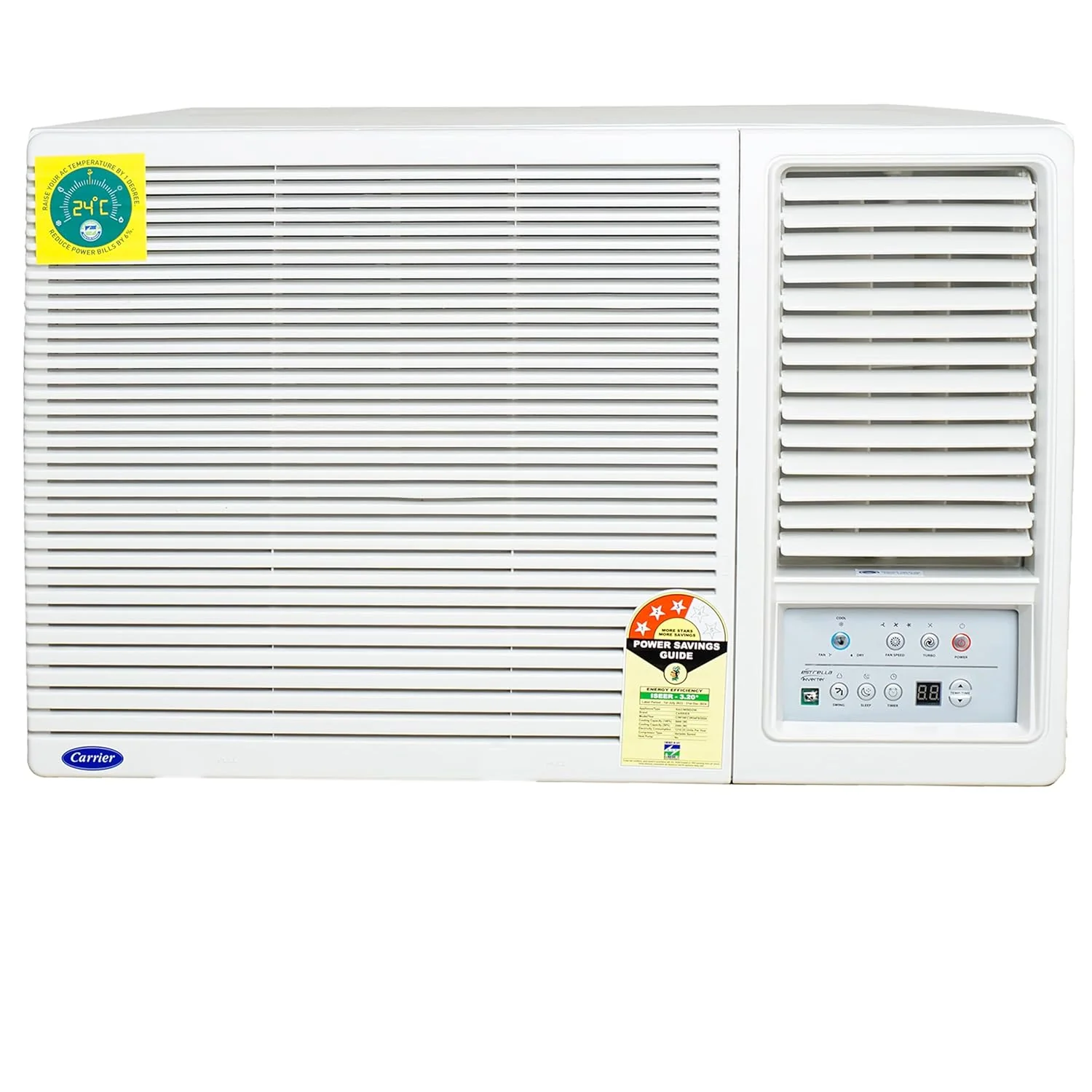 Carrier 1.5Ton 3 Star Copper, Dust Filter &amp; Turbo Mode, 2024 Model Window Inverter Air Conditioner (18KESTRELLA EXI, White)