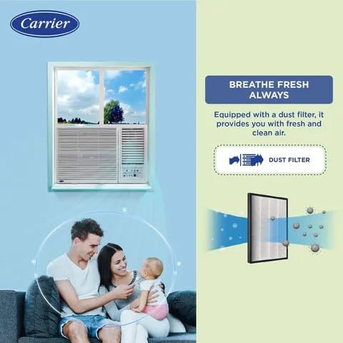 Carrier 1.5Ton 3 Star Copper, Dust Filter &amp; Turbo Mode, 2024 Model Window Inverter Air Conditioner (18KESTRELLA EXI, White) - Image 2