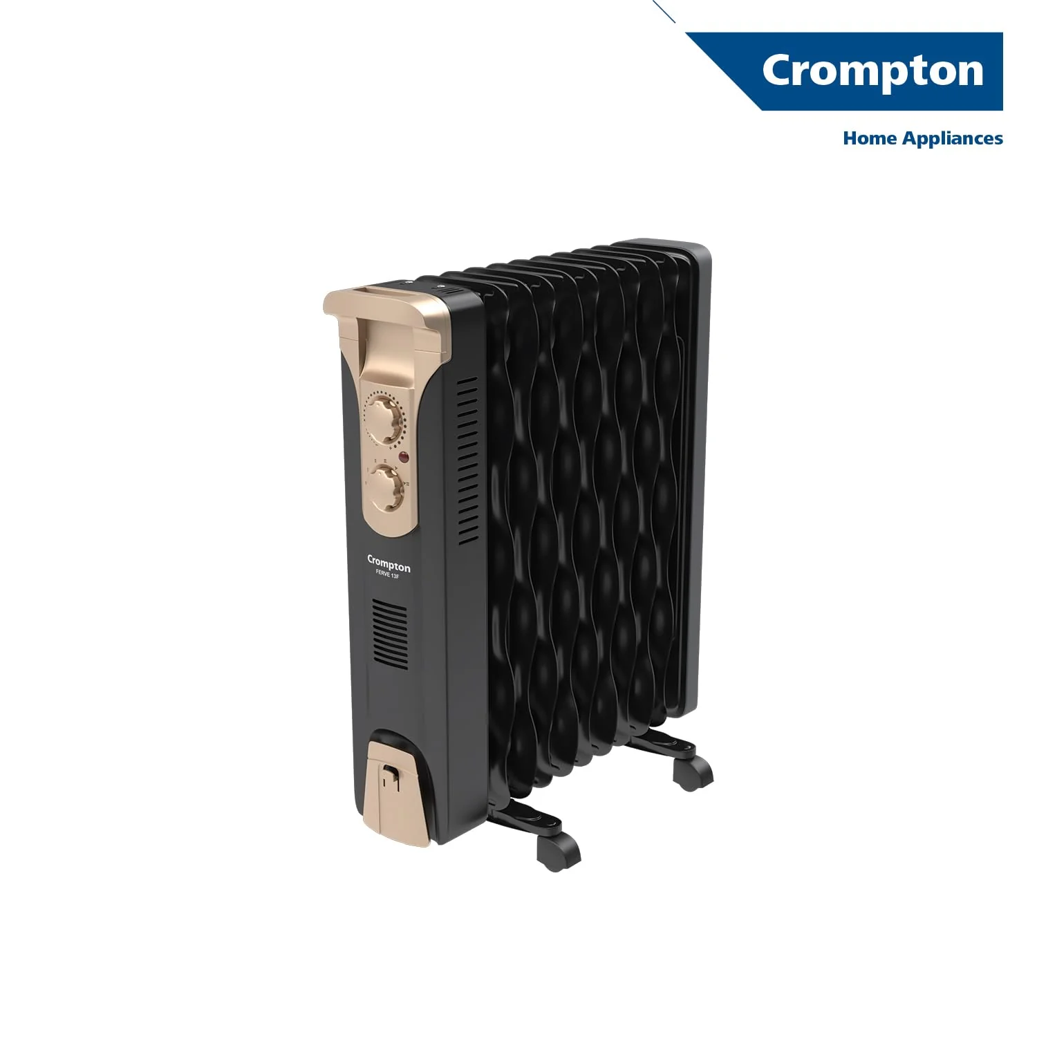 Crompton 11 Fin Insta Ferver wave Fin OFR (Oil Filled Radiator)|Room Heater|2900 W|3 Heat Settings &amp; PTC Fan Heater| Comfortable Breathing|360° Heating (Black)|2yrs warranty|Black &amp; Copper - Image 5