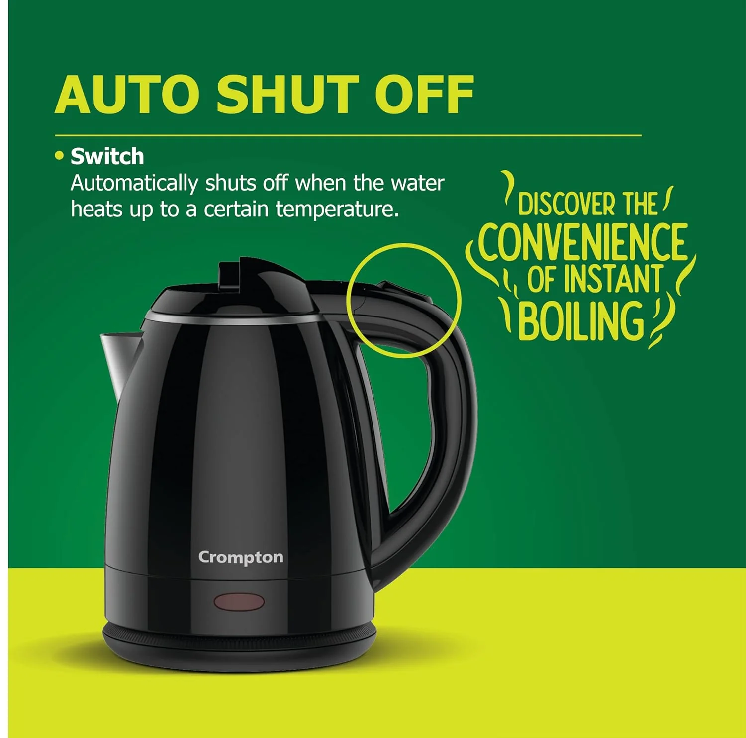 Crompton Activ Hot 1.5 Litres Cool Touch Electric Kettle (Black) - Image 5