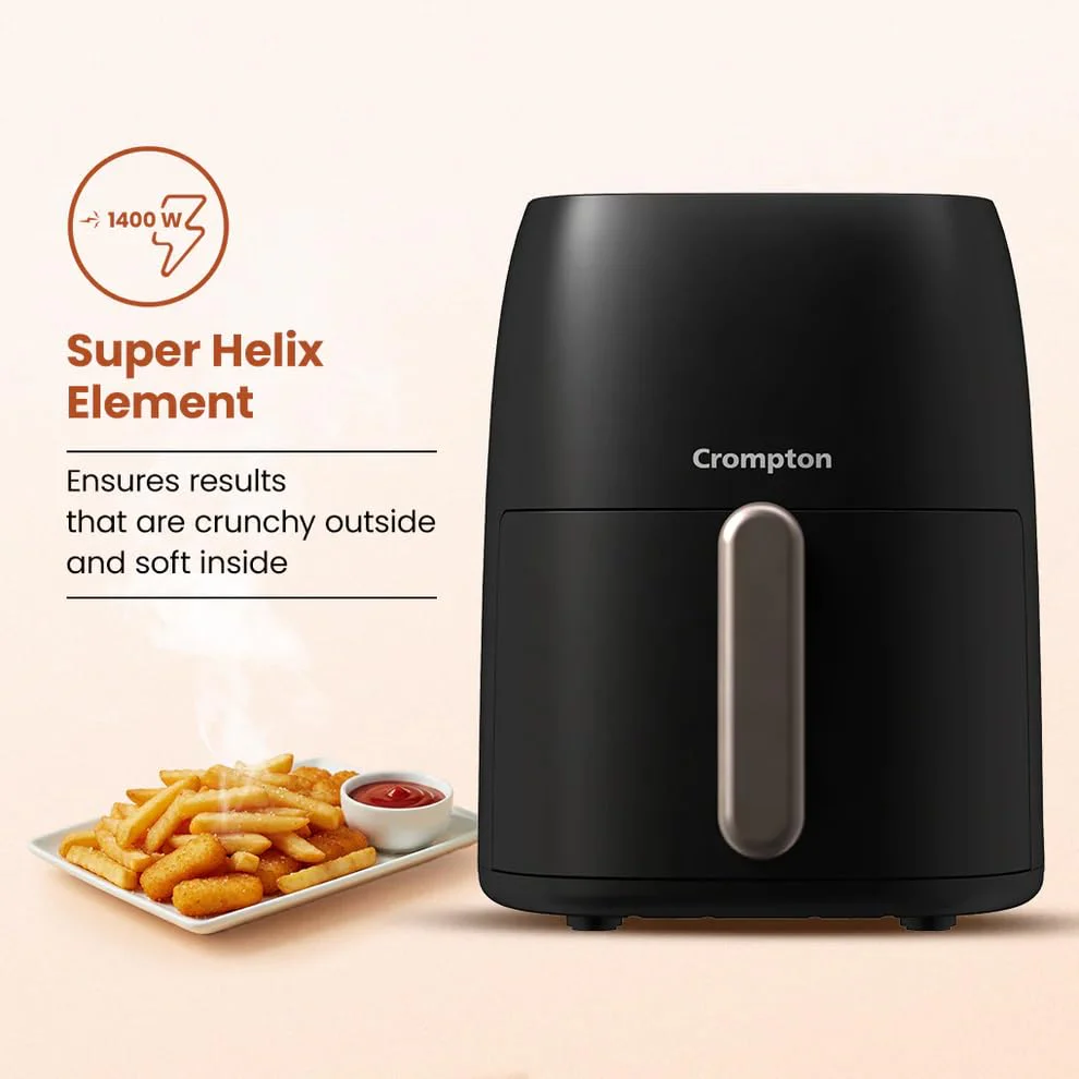 Crompton Ameo 4.2L Digital Air Fryer | 1400W Quick Fry Technology | Oil-Free Healthy Cooking | Super Helix Heating Element | Digital Display with Indian Preset Menus - Image 4