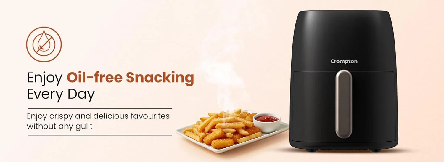 Crompton Ameo 4.2L Digital Air Fryer | 1400W Quick Fry Technology | Oil-Free Healthy Cooking | Super Helix Heating Element | Digital Display with Indian Preset Menus - Image 7