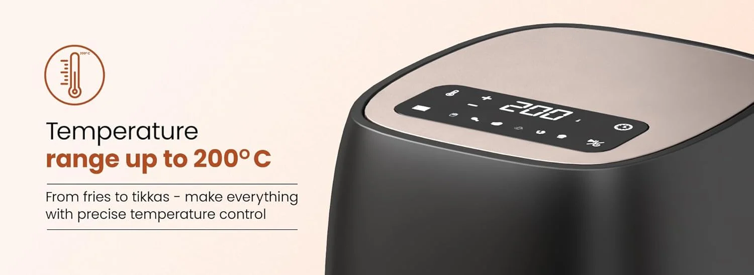 Crompton Ameo 4.2L Digital Air Fryer | 1400W Quick Fry Technology | Oil-Free Healthy Cooking | Super Helix Heating Element | Digital Display with Indian Preset Menus - Image 8