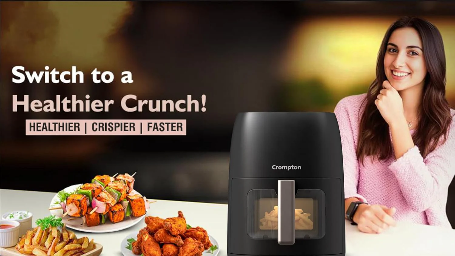 Crompton Ameo DLX 4.2L Digital Air Fryer with Live Cooking Window | 1450W Super Helix Heating | 7-in-1 Functions | Quick Fry Technology | Low Noise | Oil-Free Healthy Cooking | 2 Year Warranty - Image 3
