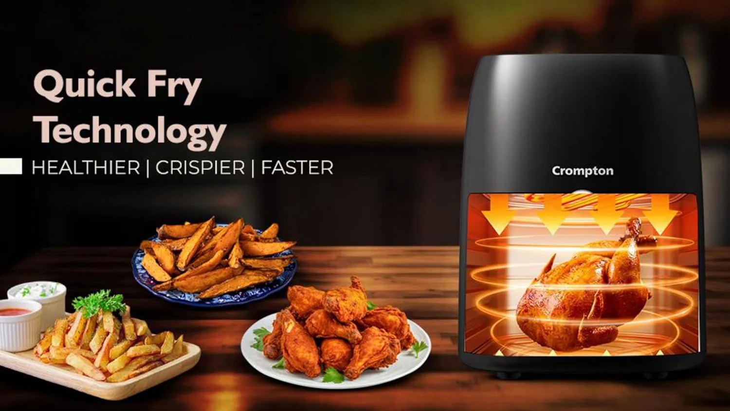 Crompton Ameo DLX 4.2L Digital Air Fryer with Live Cooking Window | 1450W Super Helix Heating | 7-in-1 Functions | Quick Fry Technology | Low Noise | Oil-Free Healthy Cooking | 2 Year Warranty - Image 5