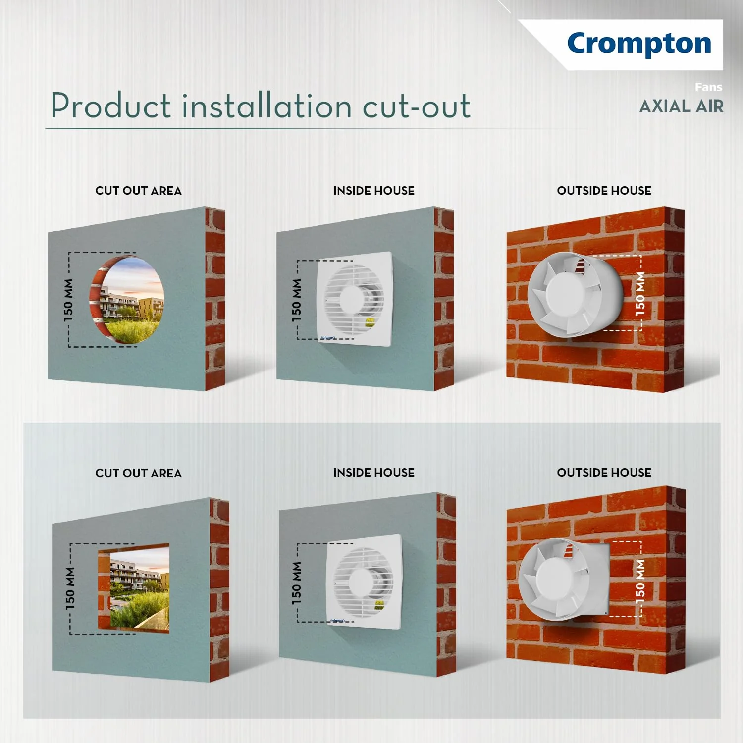 Crompton Axial Air High-Speed Plastic Exhaust/Ventilation Fan (150 mm/6 Inches, White, Pack of 1) - Image 10