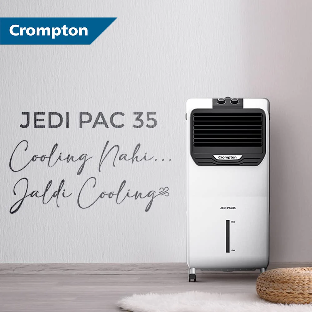 Crompton Jedi PAC 35L Personal Air Cooler with Honeycomb Pads & 4-Way Air Deflection - Image 3