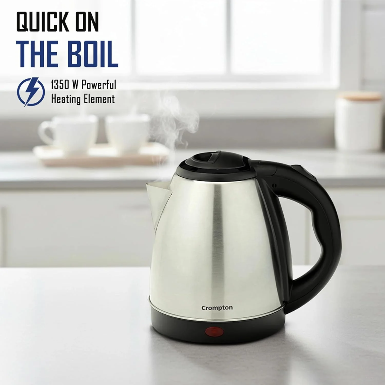 Crompton Nigella 1.5L 1350W Electric Kettle with Stainless Steel Body, Auto Shut-Off & Dry Boil Protection - Image 3