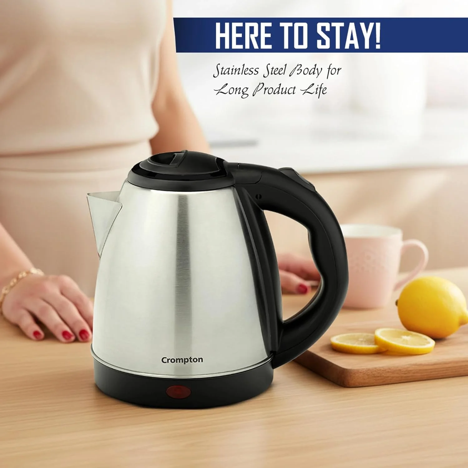 Crompton Nigella 1.5L 1350W Electric Kettle with Stainless Steel Body, Auto Shut-Off & Dry Boil Protection - Image 6