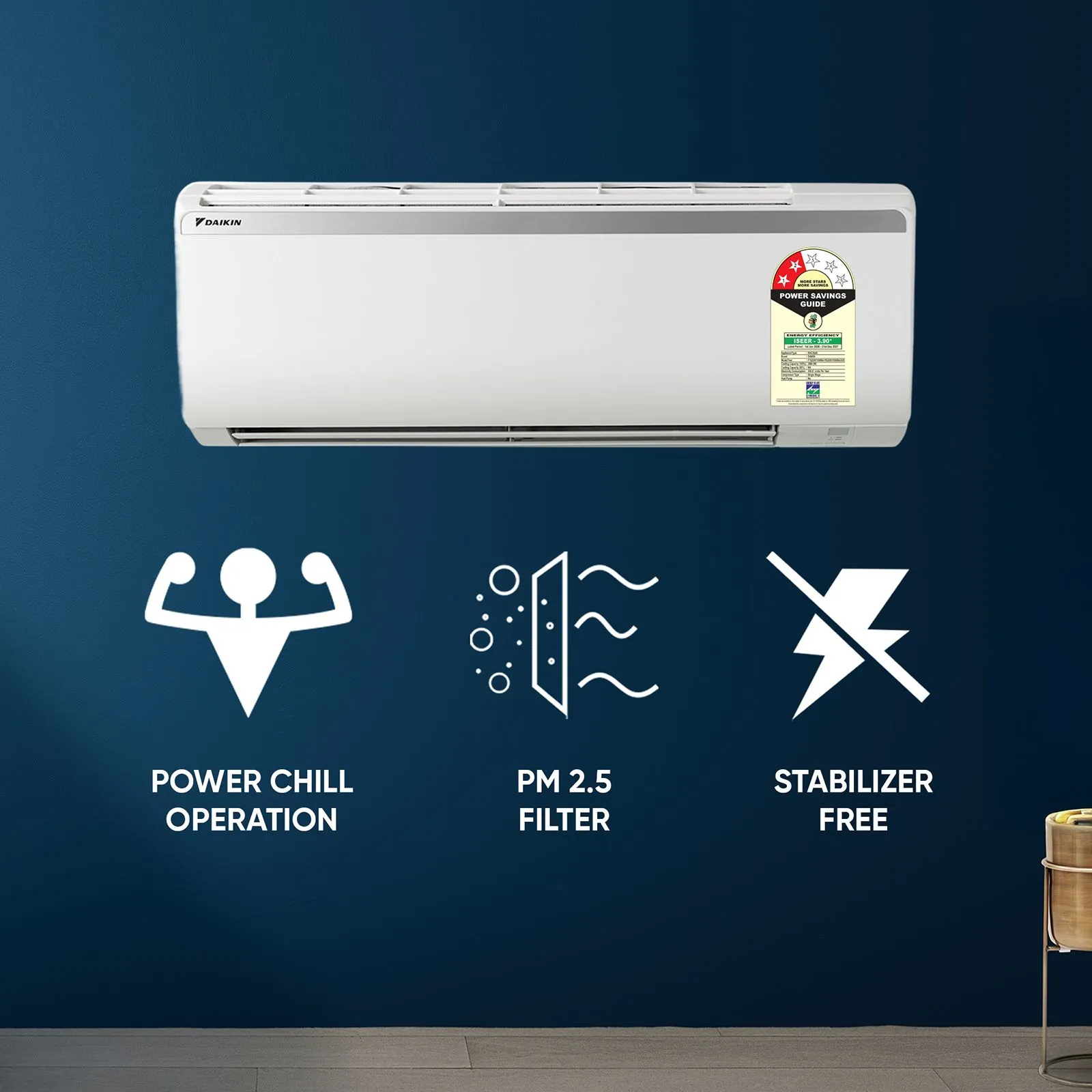DAIKIN 0.8 Ton 2 Star Split AC (Copper Condenser, PM 2.5 Filter, FTQ28XV16WBA) - Image 3