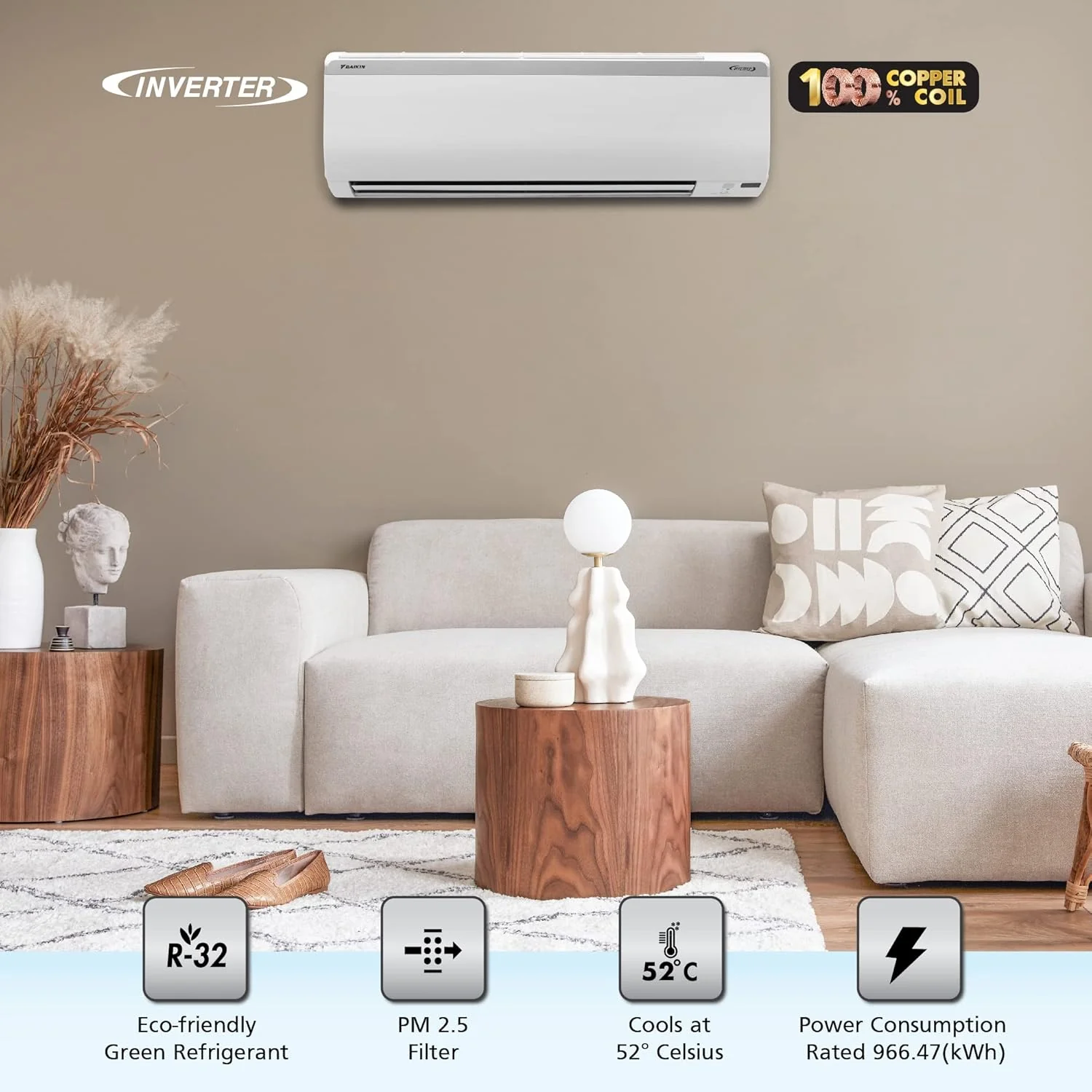 Daikin 1.5 Ton 3 Star Inverter Split AC (Copper, PM 2.5 Filter, MTKL50U, White) - Image 3