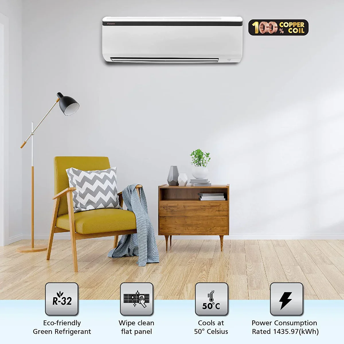 Daikin FTE60UV16U 1.8 Ton 1 Star Split AC Copper Condenser - Image 3