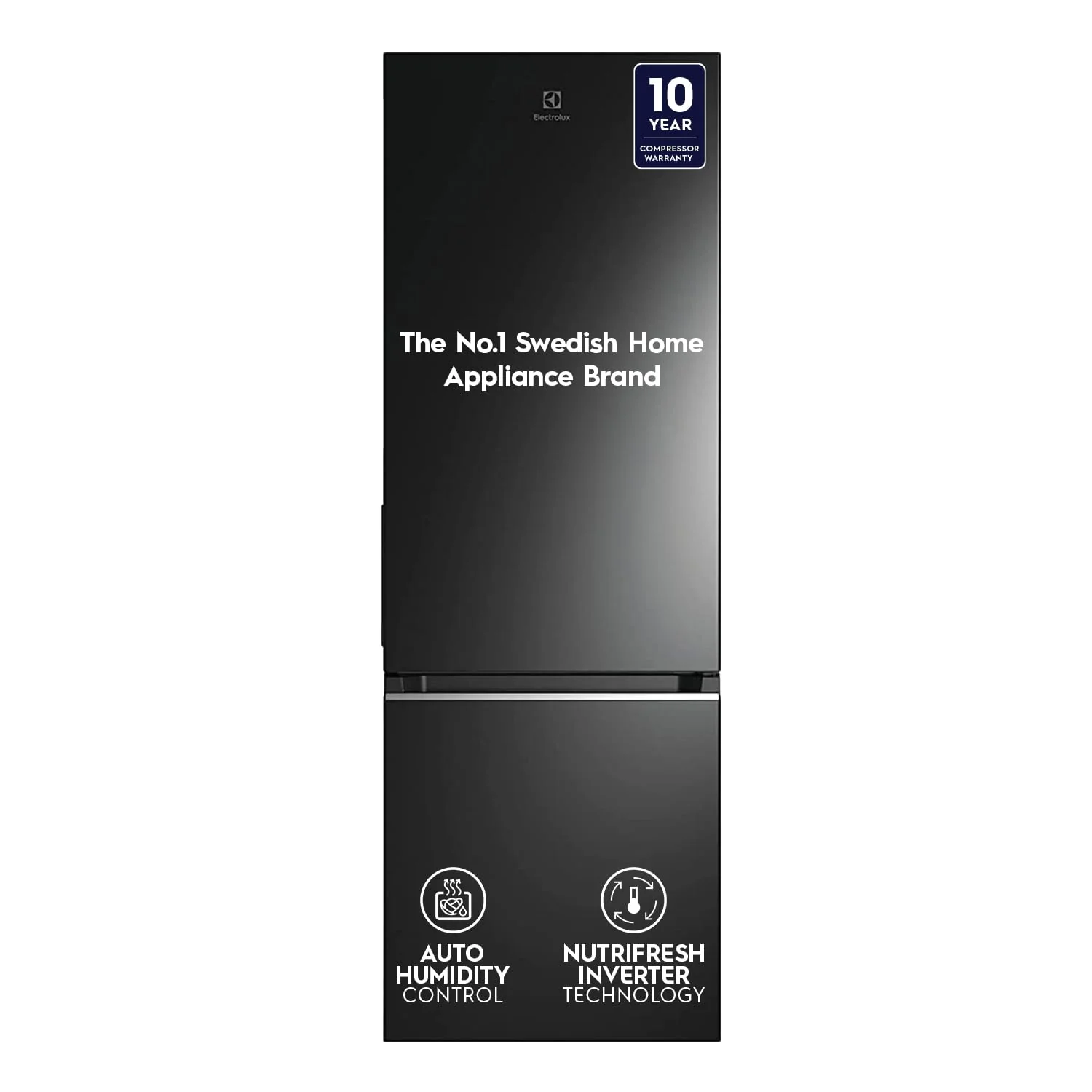 Electrolux 360L Frost Free Inverter Double Door Refrigerator, Bottom Freezer, TasteLockAuto &amp; TasteSeal Technology, Glossy Black Steel, UltimateTaste 300, EBB3702K-H