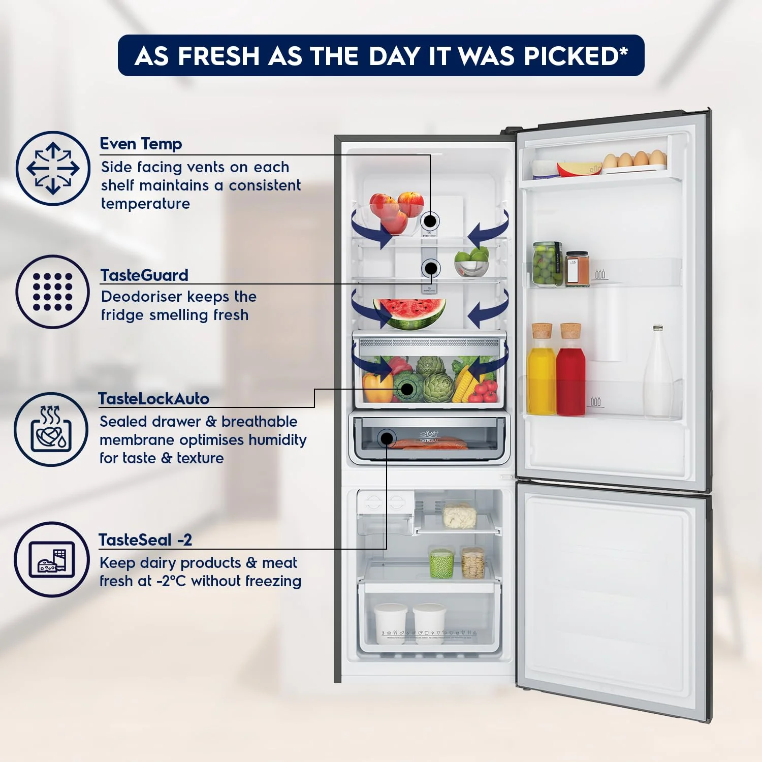 Electrolux 360L Frost Free Inverter Double Door Refrigerator, Bottom Freezer, TasteLockAuto &amp; TasteSeal Technology, Glossy Black Steel, UltimateTaste 300, EBB3702K-H - Image 6