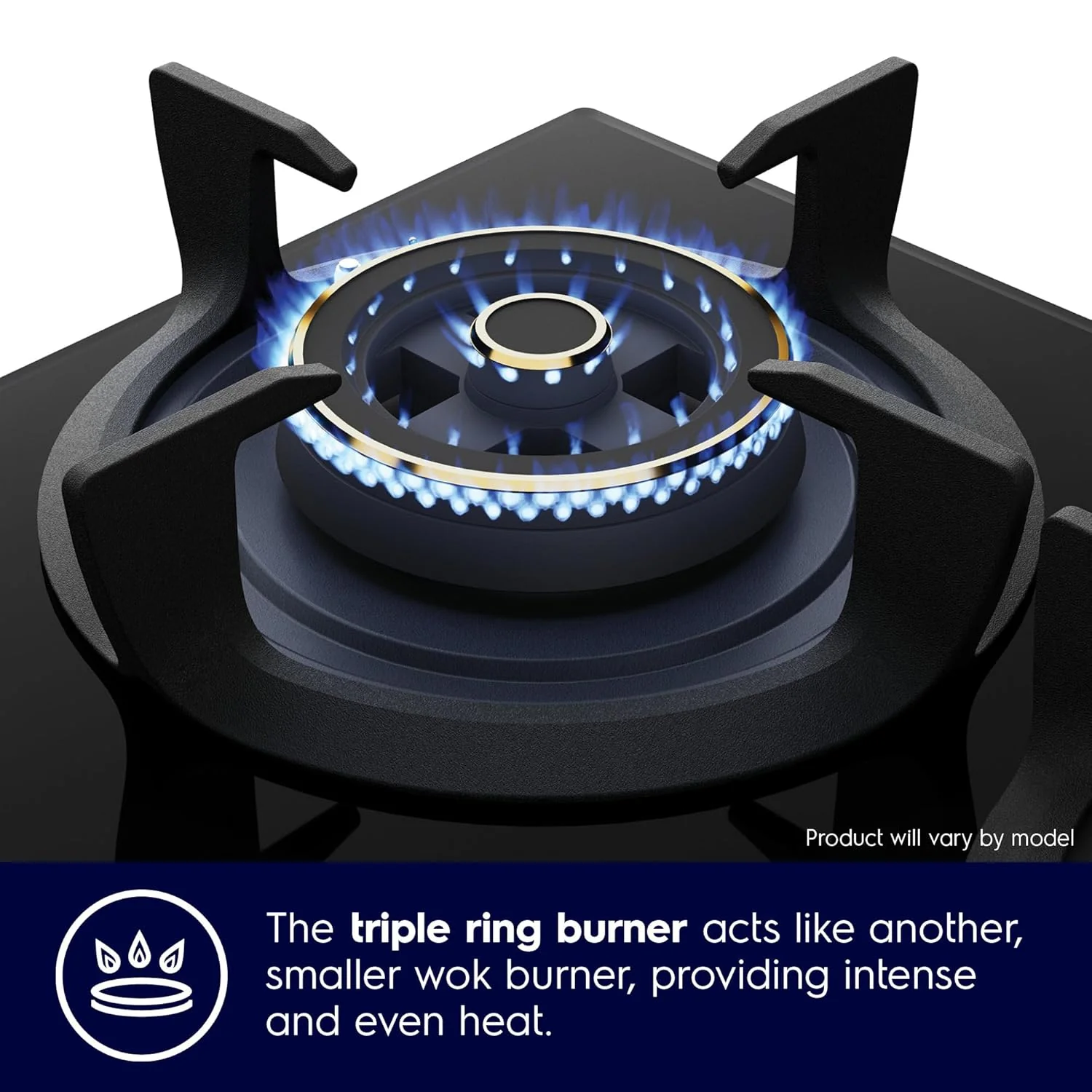 Electrolux 5 Burner Auto Ignition Glass Top 90cm Built-in Gas Hob, UltimateTaste 300, Black, EHG9530BC - Image 5