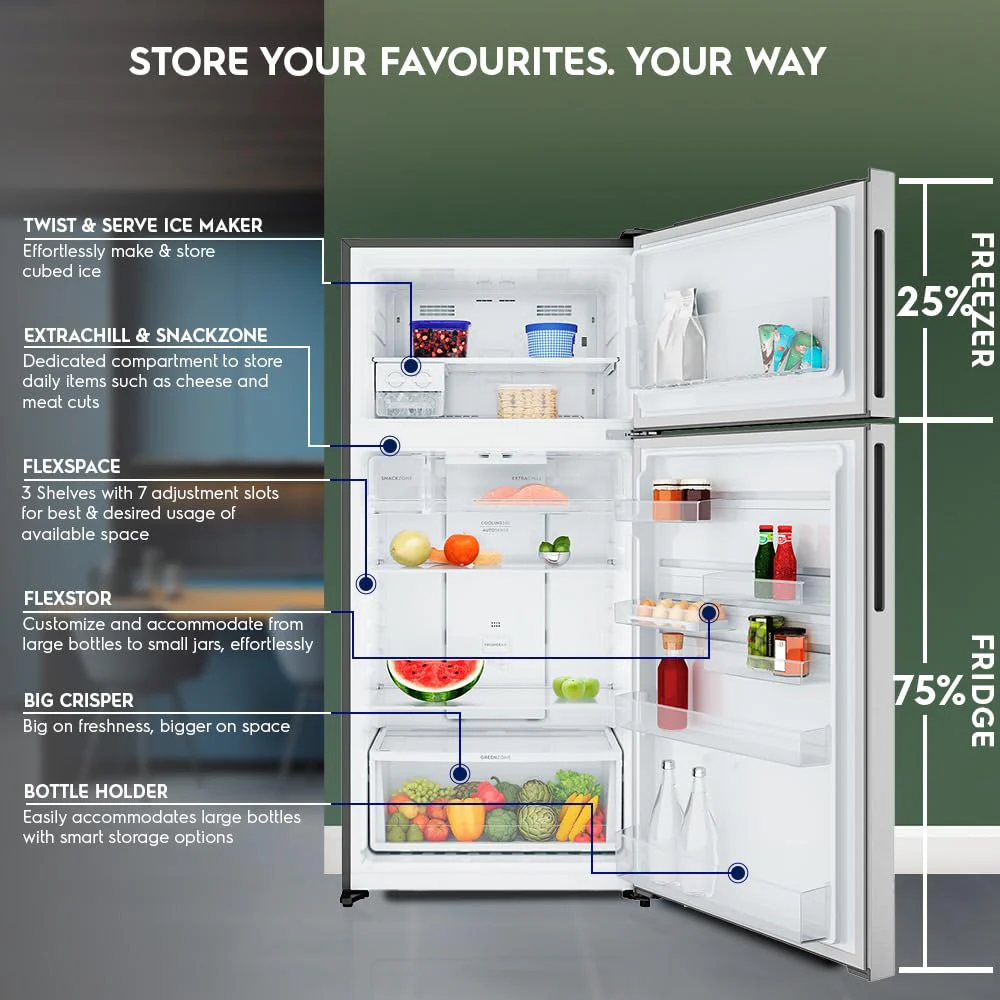 Electrolux 503L 1 Star AI AutoSense Inverter Frost Free Double Door Refrigerator, GreenZone AHC Technology, UltimateTaste 700, ETM5002C-S, Brush Neutral Steel - Image 4