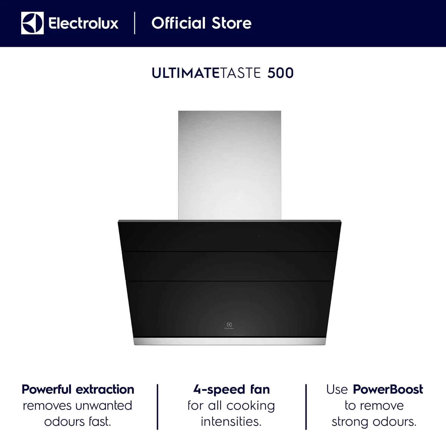 Electrolux 90cm Slope Chimney for up to 440 sqft Kitchen, Filter-Free, PowerBoost, UltimateTaste 500, Stainless Steel, ECS9610K - Image 2