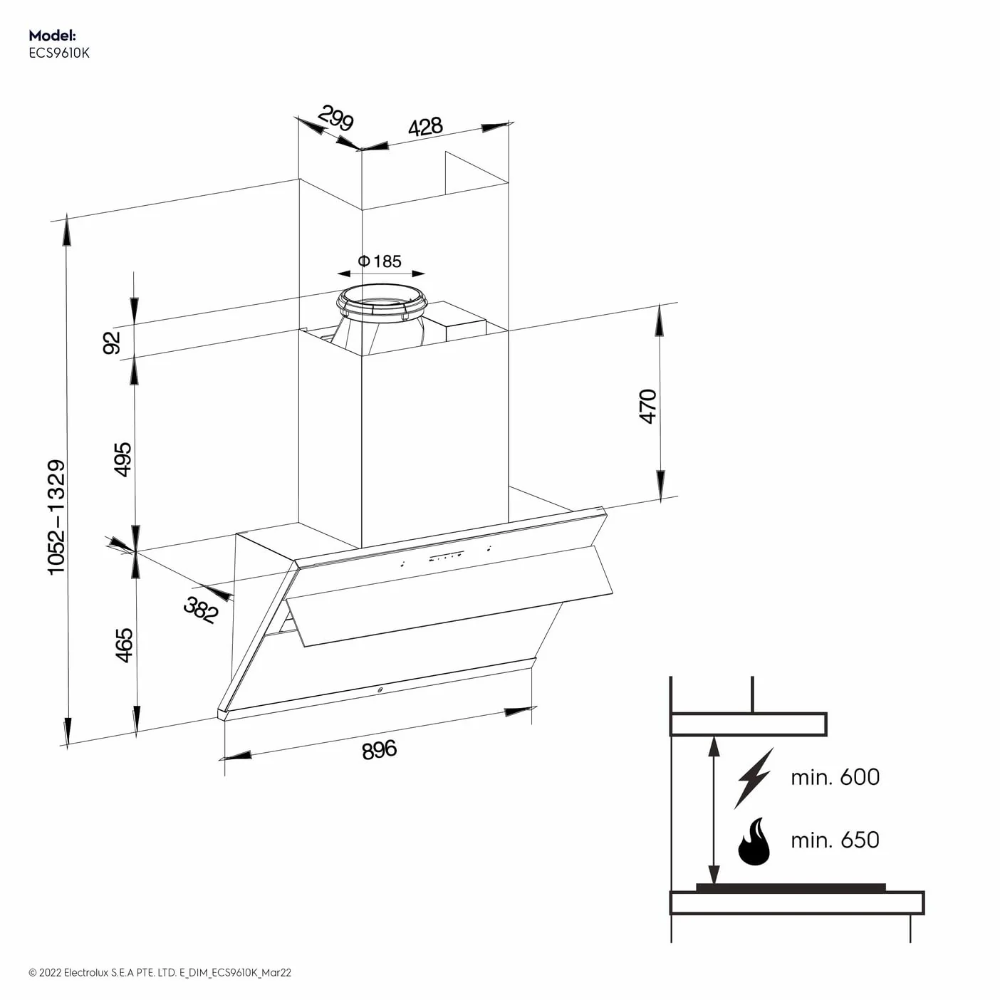 Electrolux 90cm Slope Chimney for up to 440 sqft Kitchen, Filter-Free, PowerBoost, UltimateTaste 500, Stainless Steel, ECS9610K - Image 3