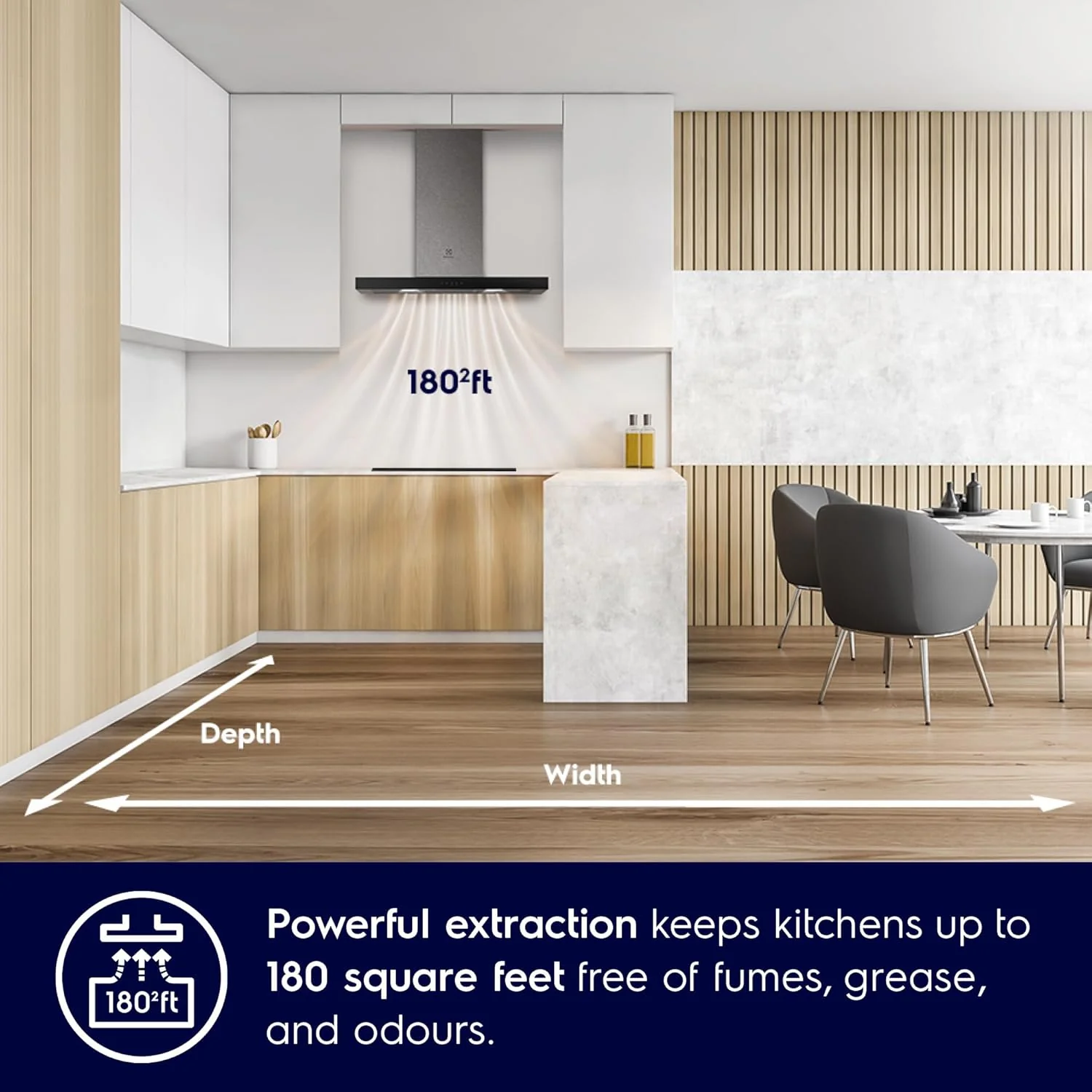 Electrolux 90cm T-Box Chimney for up to 180 sqft Kitchen, AutoClean, UltimateTaste 500, Black, ECT9281G - Image 4