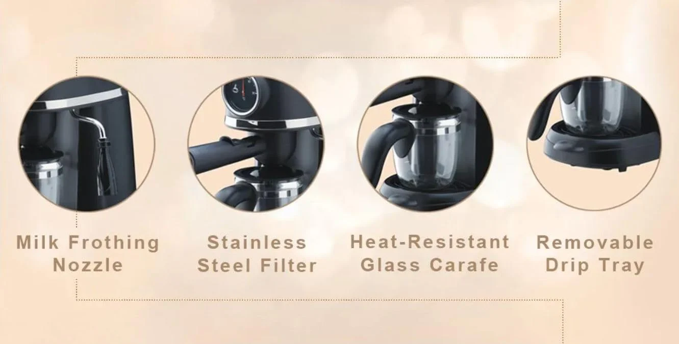 Europa 4 Cups Fully Automatic Coffee Maker (Makes Espresso, Milk Frothing Steam Nozzle with Thermo Dial, 350014, Black) - Image 2
