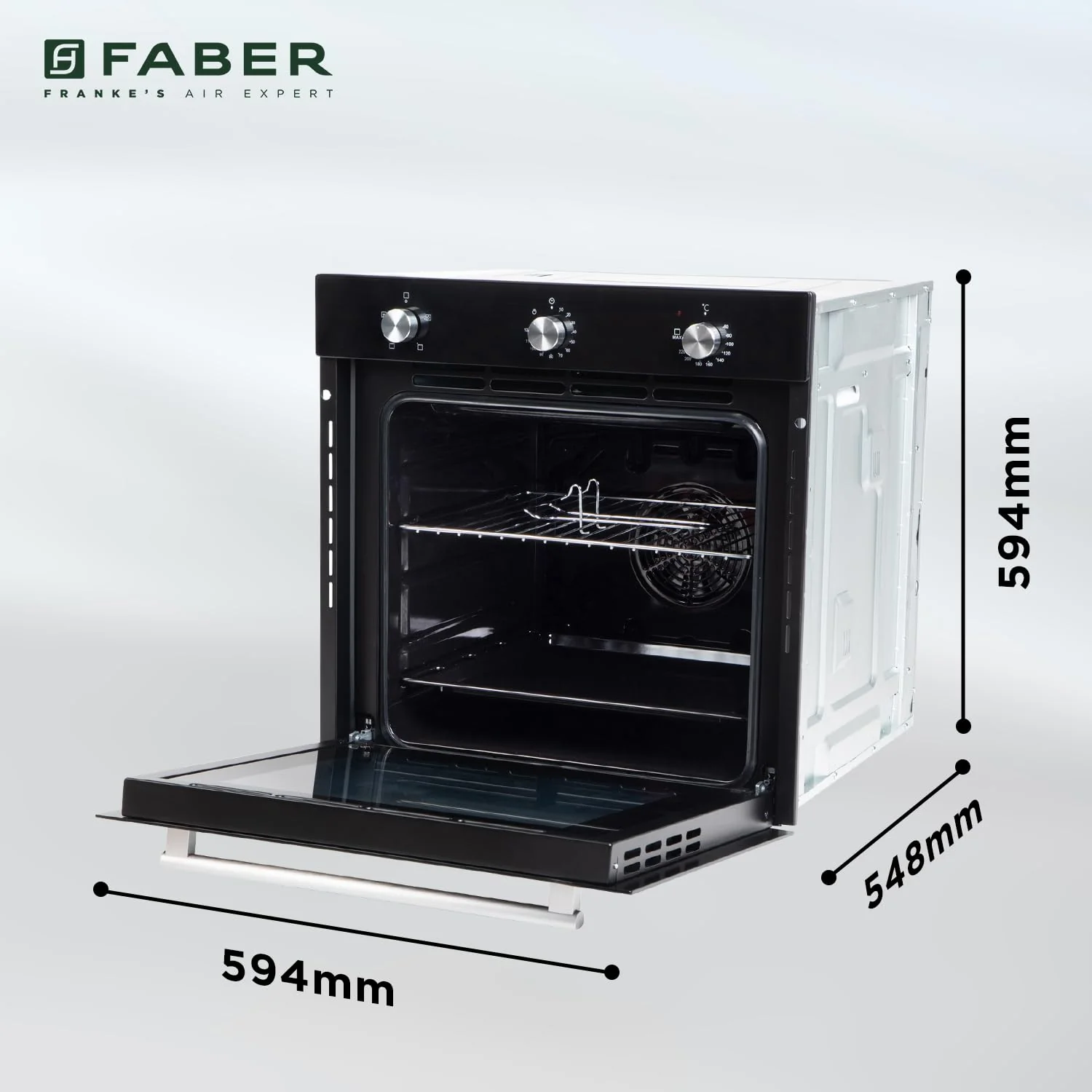 Faber 80L Black Finish Built-In Oven || Push/Pull Knob Control with Digital Display || 4 Cooking Functions with Grill Rack, Universal Pan|| FBIO 80L 4F BK with 1 Yr Comprehensive Warranty - Image 3