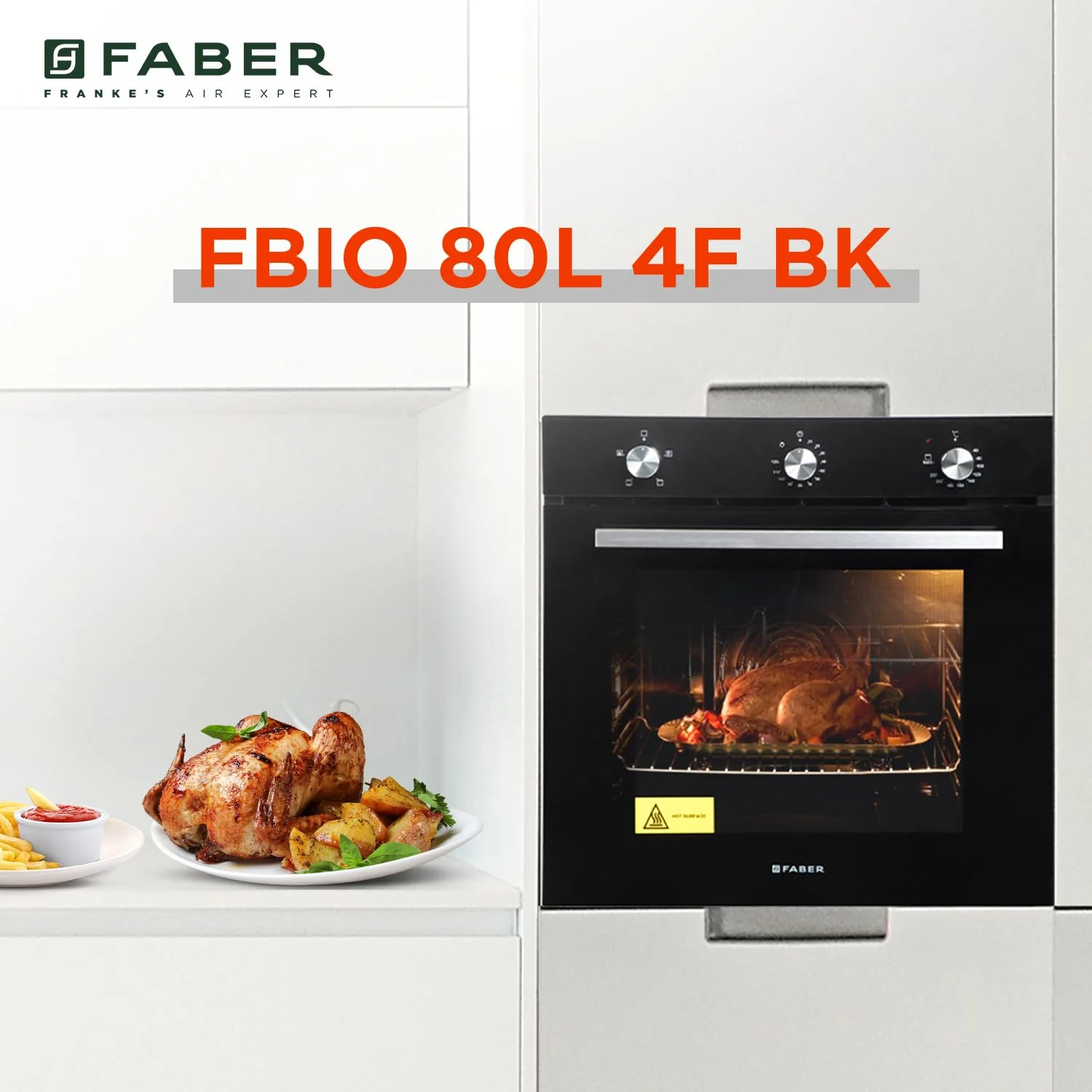 Faber 80L Black Finish Built-In Oven || Push/Pull Knob Control with Digital Display || 4 Cooking Functions with Grill Rack, Universal Pan|| FBIO 80L 4F BK with 1 Yr Comprehensive Warranty - Image 4