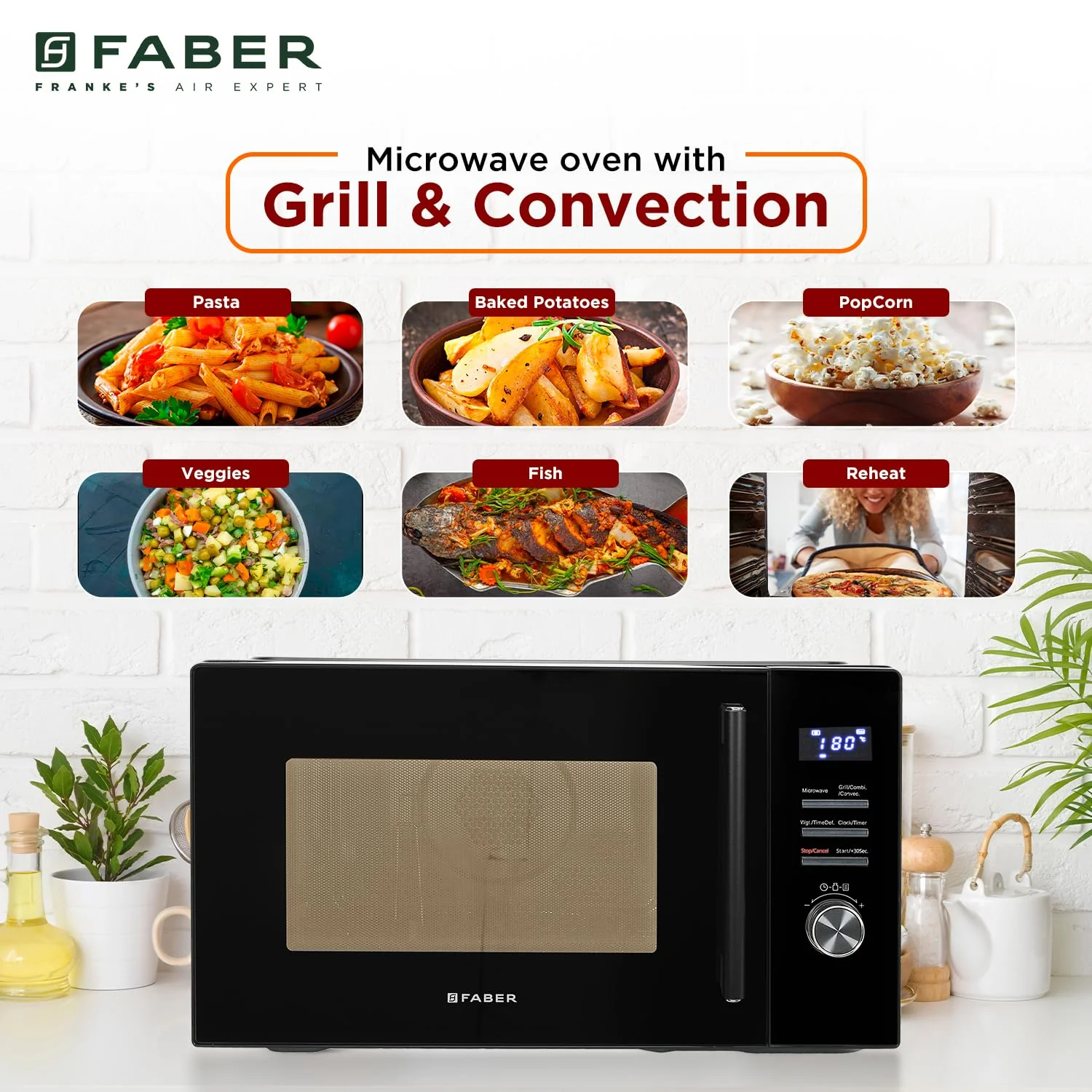 Faber FMW Instacook 30C Standalone 29L Microwave Oven |900W|10 Auto Cook Menu|Digital Panel|Reheat &amp; Defrost|Glass Turntable|Child Safety Lock|Easy Clean Coating|Power Level 5|2 Yrs Warranty|Black - Image 4