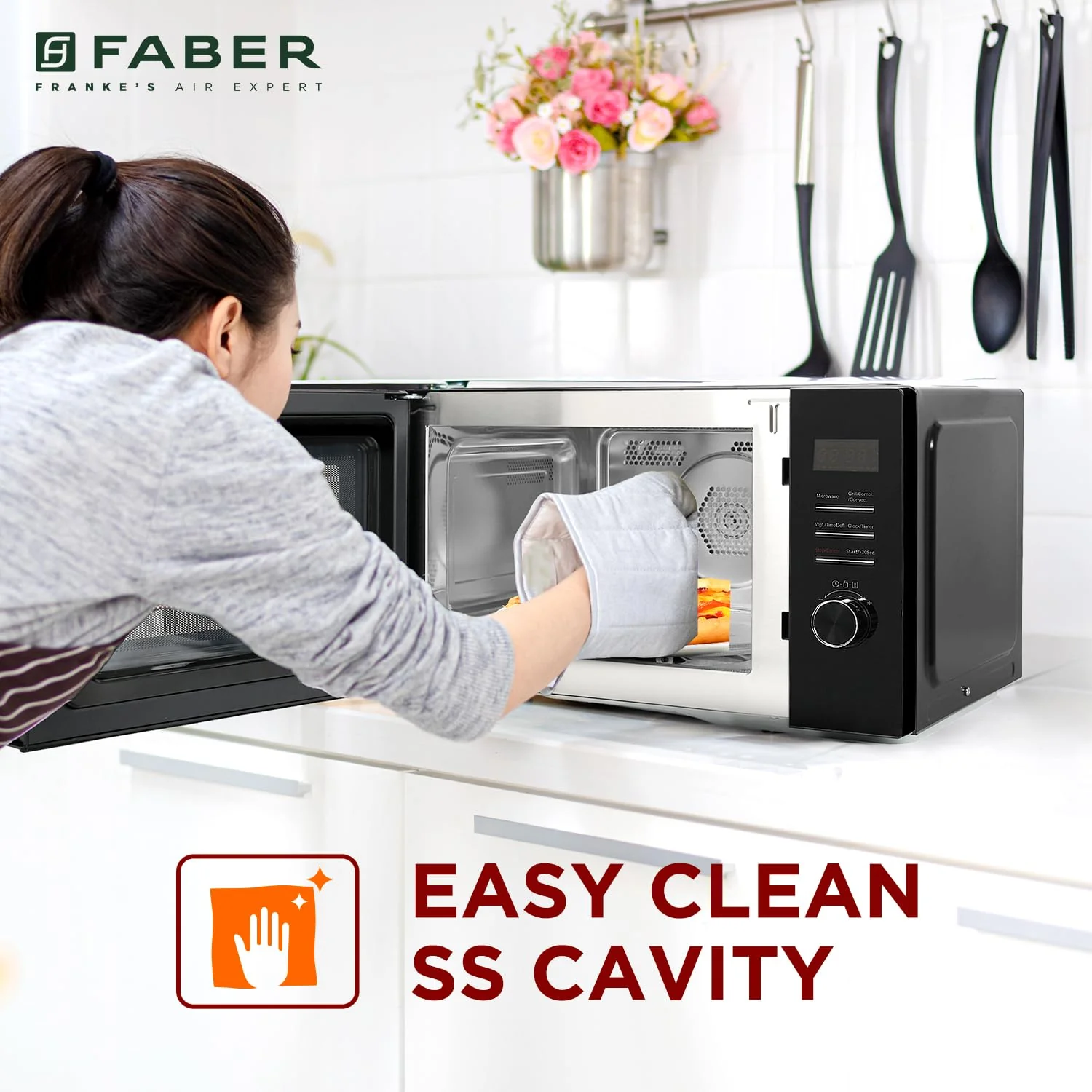 Faber FMW Instacook 30C Standalone 29L Microwave Oven |900W|10 Auto Cook Menu|Digital Panel|Reheat &amp; Defrost|Glass Turntable|Child Safety Lock|Easy Clean Coating|Power Level 5|2 Yrs Warranty|Black - Image 8