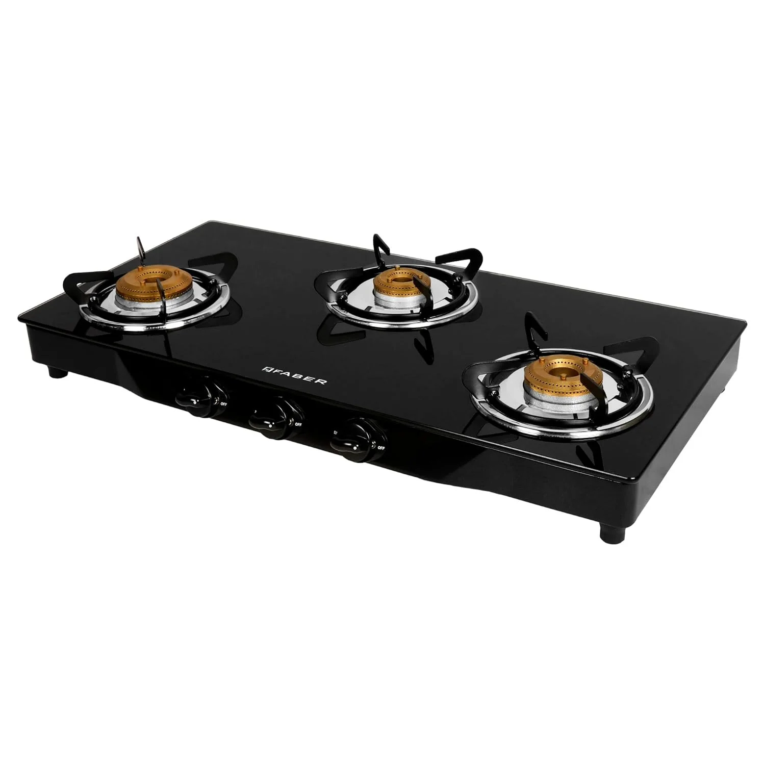Faber Jumbo 3 Brass Burner Cooktop | 1 Jumbo, 1 Medium, 1 Small | Drip Tray | Toughened Glass | Manual Ignition | Ergonomic Knobs | Anti-Leak Tech | Powder Coated Frame | Jumbo 3BB BK - Image 3