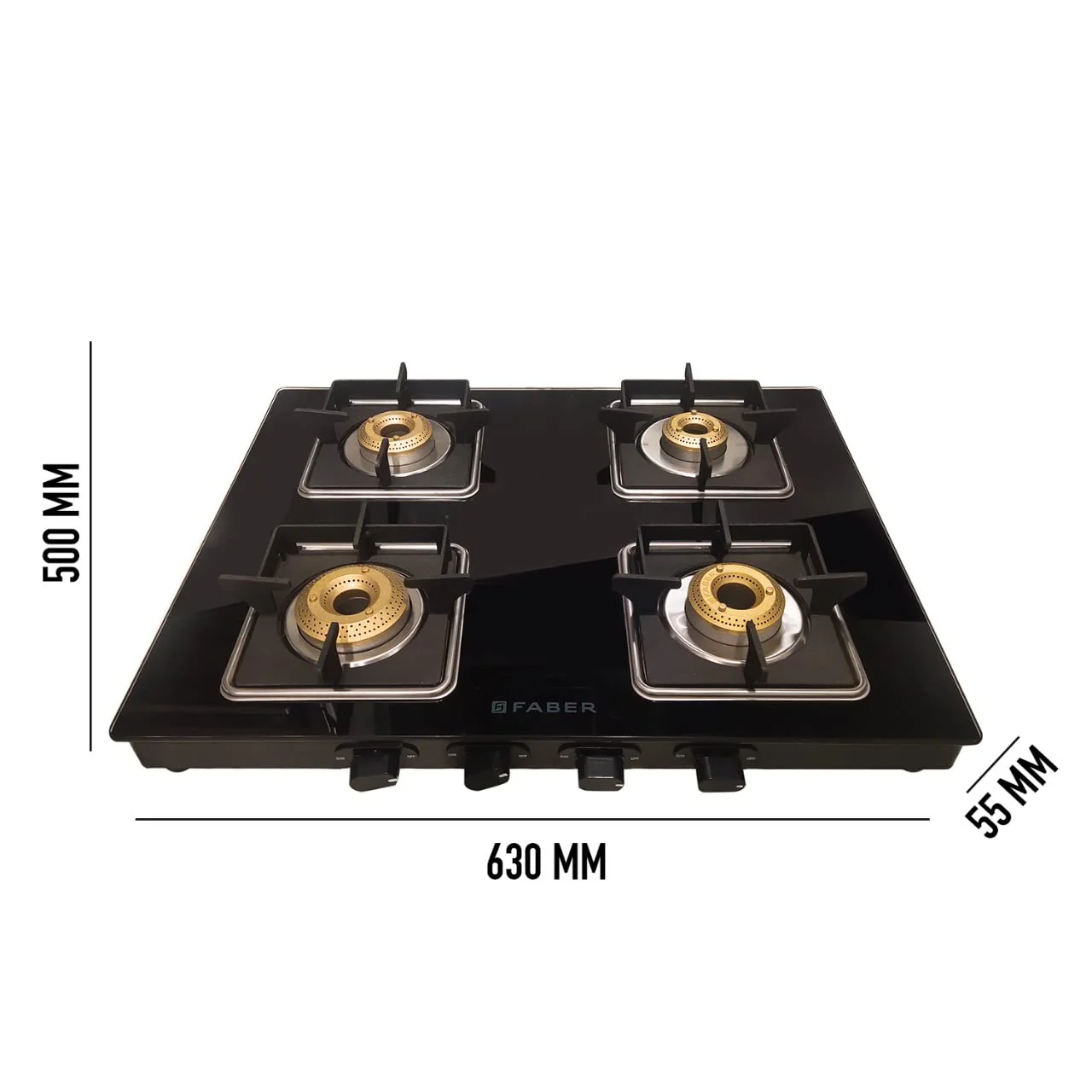 Faber Slim Gas Stove 4 Burner Glass Ceramic Cooktop (Hob Cooktop Remo 4Bb Bk) Black, Manual Ignition - Image 2