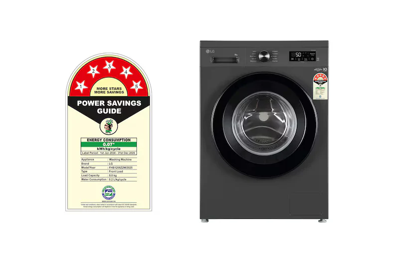 G 8Kg Front Load Washing Machine, Inverter Direct Drive™, Middle Black, 5 Star, FHB1208Z2M - Image 2