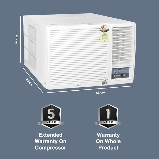 Godrej 1.5 Ton 3 Star, Turbo Mode Window AC (Copper, Anti-Dust Filter, Anti-Freeze Thermostat, AC 1.5T WFC 18UTC3-WWB Window, White) - Image 2