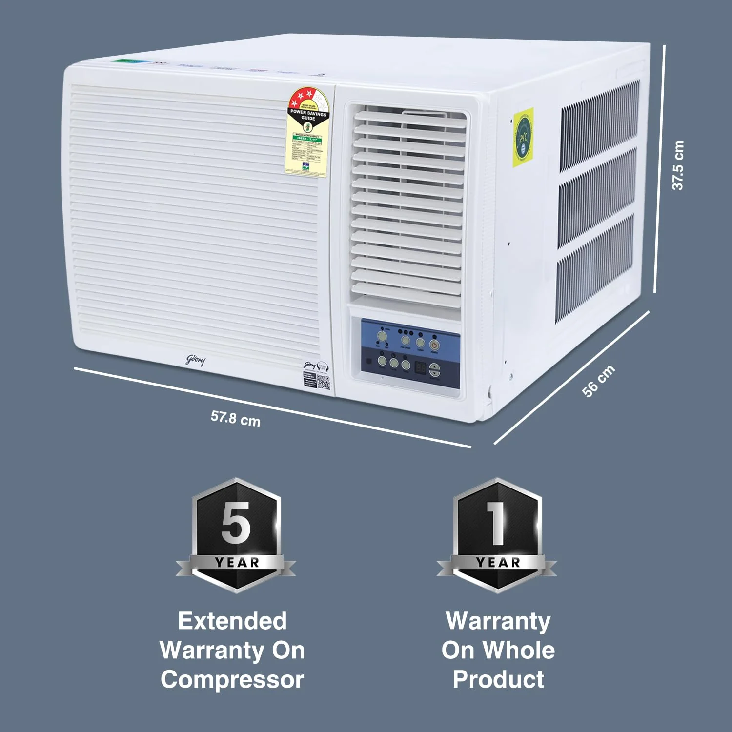 Godrej 1 Ton 3 Star, Turbo Mode Window AC (Copper, Anti-Dust Filter, Anti-Freeze Thermostat, AC 1T WFC 12UTC3 WWA Window 3S, White) - Image 2