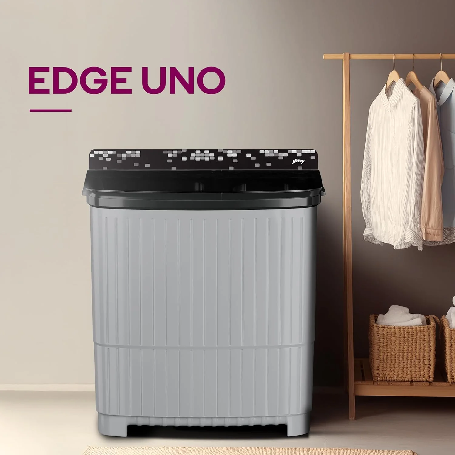 Godrej 12 Kg 5 Star, 1440 RPM Spin Motor, Tri-Roto Pulsator For Powerful Scrub, 370 W PowerMax Wash For Heavy Laundry Semi Automatic Top Load Washing Machine (WS EDGE UNO 120 5.0 PB4 MIGR, Mist grey) - Image 3
