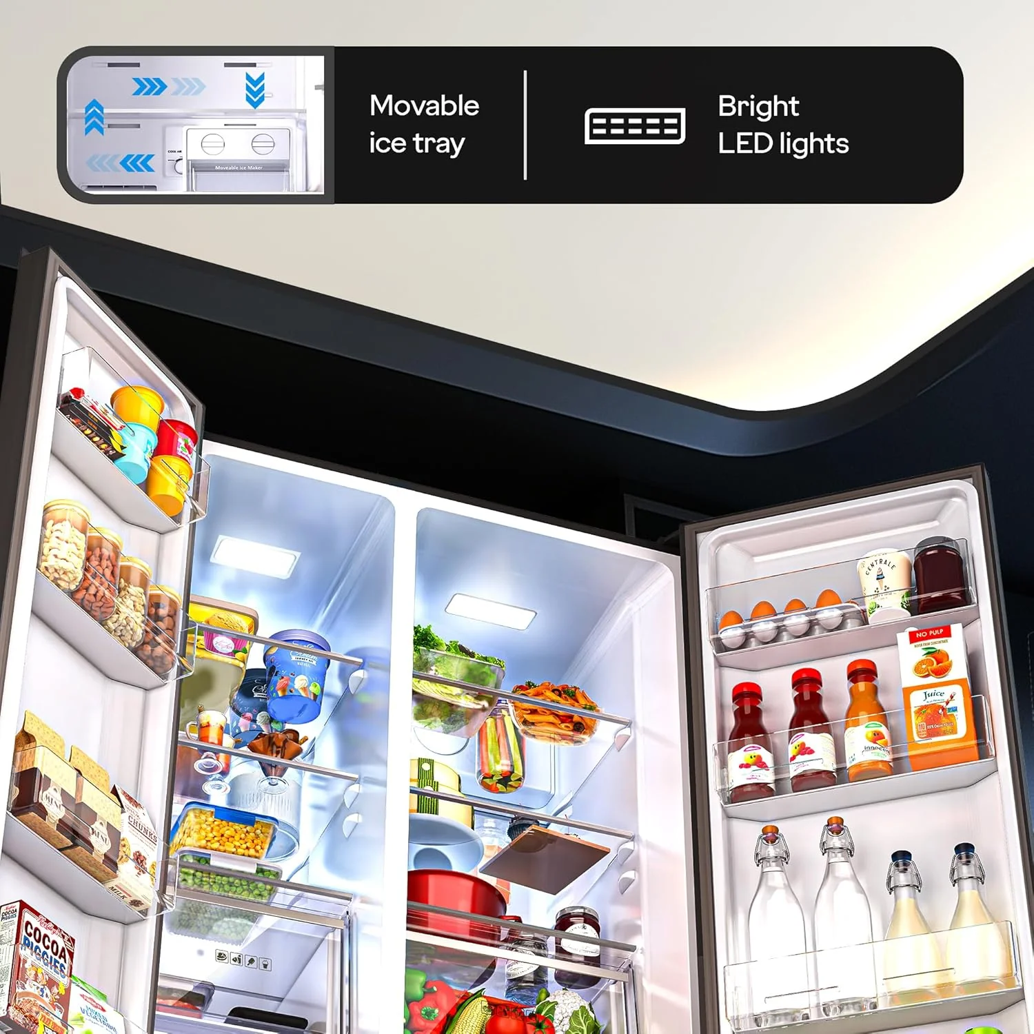 Godrej 600L 3Star | 1+2 Year Additional Warranty | Smart Convertible Zones | Toughened Glass Door | Frost Free Inverter Side By Side Refrigerator (2025 Model, RS EONVELVET 646C RIT OP BK, Opera Black) - Image 10