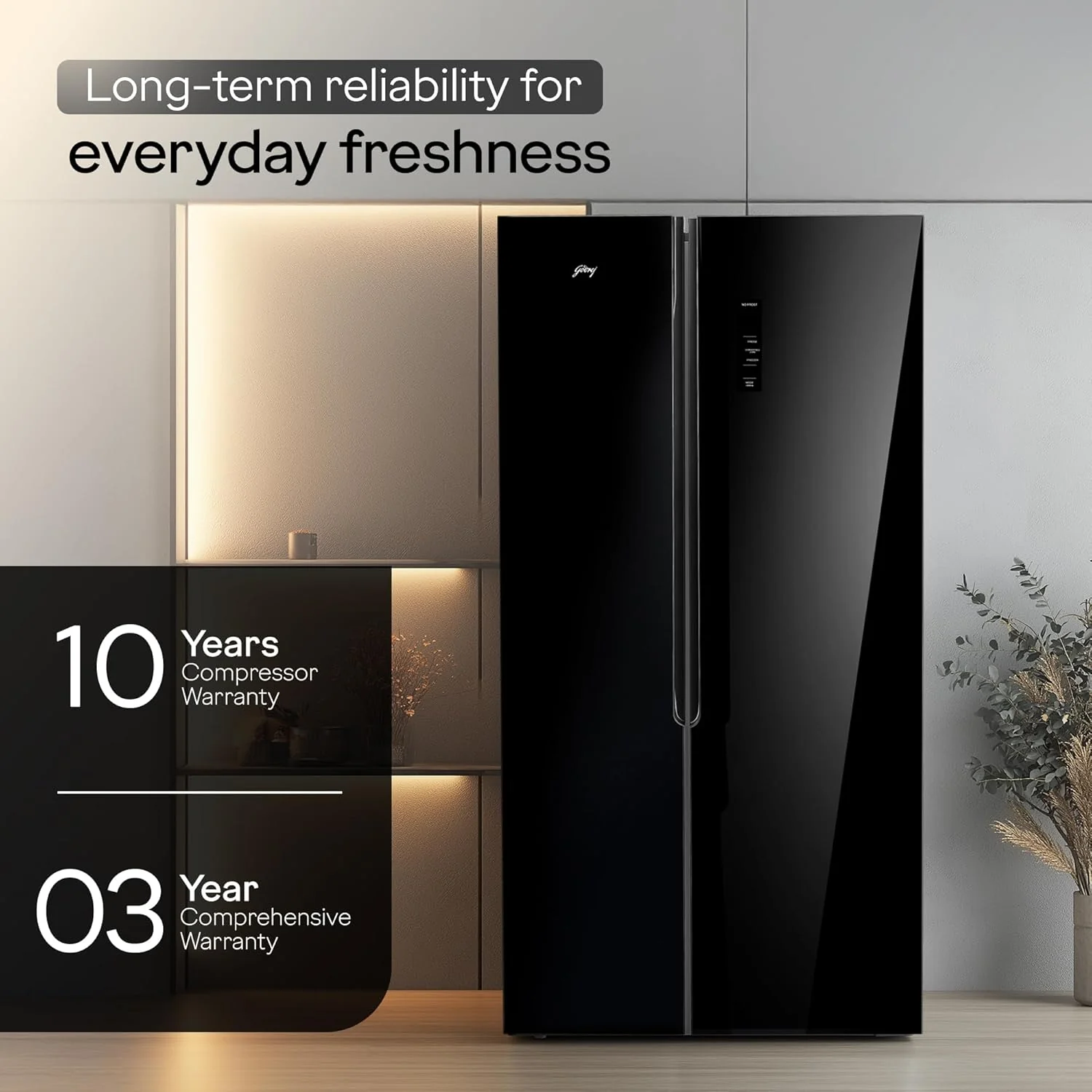 Godrej 600L 3Star | 1+2 Year Additional Warranty | Smart Convertible Zones | Toughened Glass Door | Frost Free Inverter Side By Side Refrigerator (2025 Model, RS EONVELVET 646C RIT OP BK, Opera Black) - Image 4