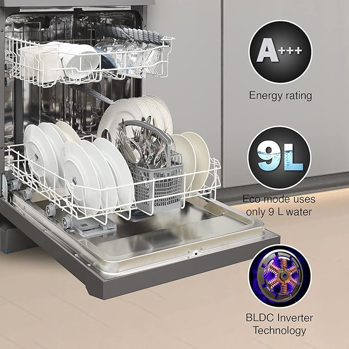 Godrej Eon Dishwasher |12 place setting | Anti-Germ CrystaLight powered by UV Technology | Extra Hygiene Function| Perfect for Indian Kitchen| A+++ Energy rating | DWF EON VES 12B UTI GPGR - Image 6