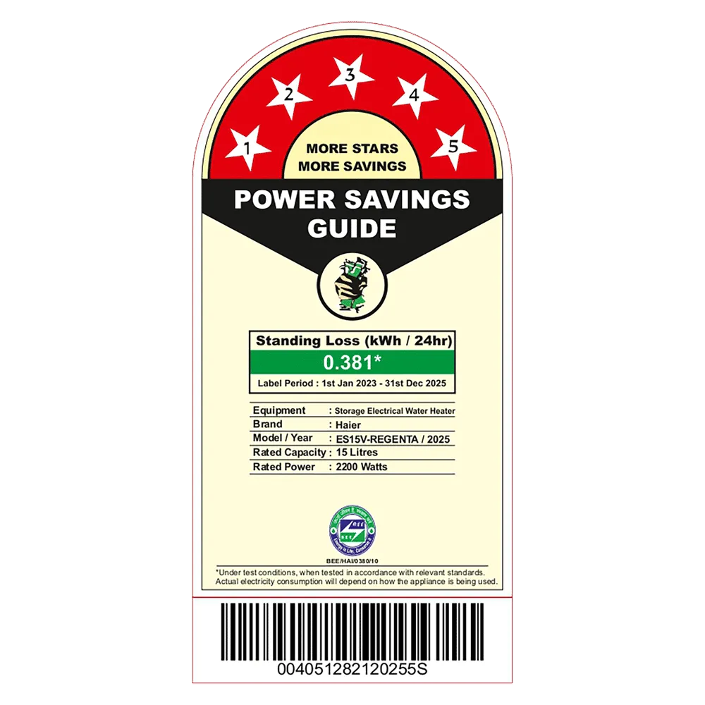Haier 15L Cylindrical 5 star Water Heater ES15V-REGENTA (W) - Image 5