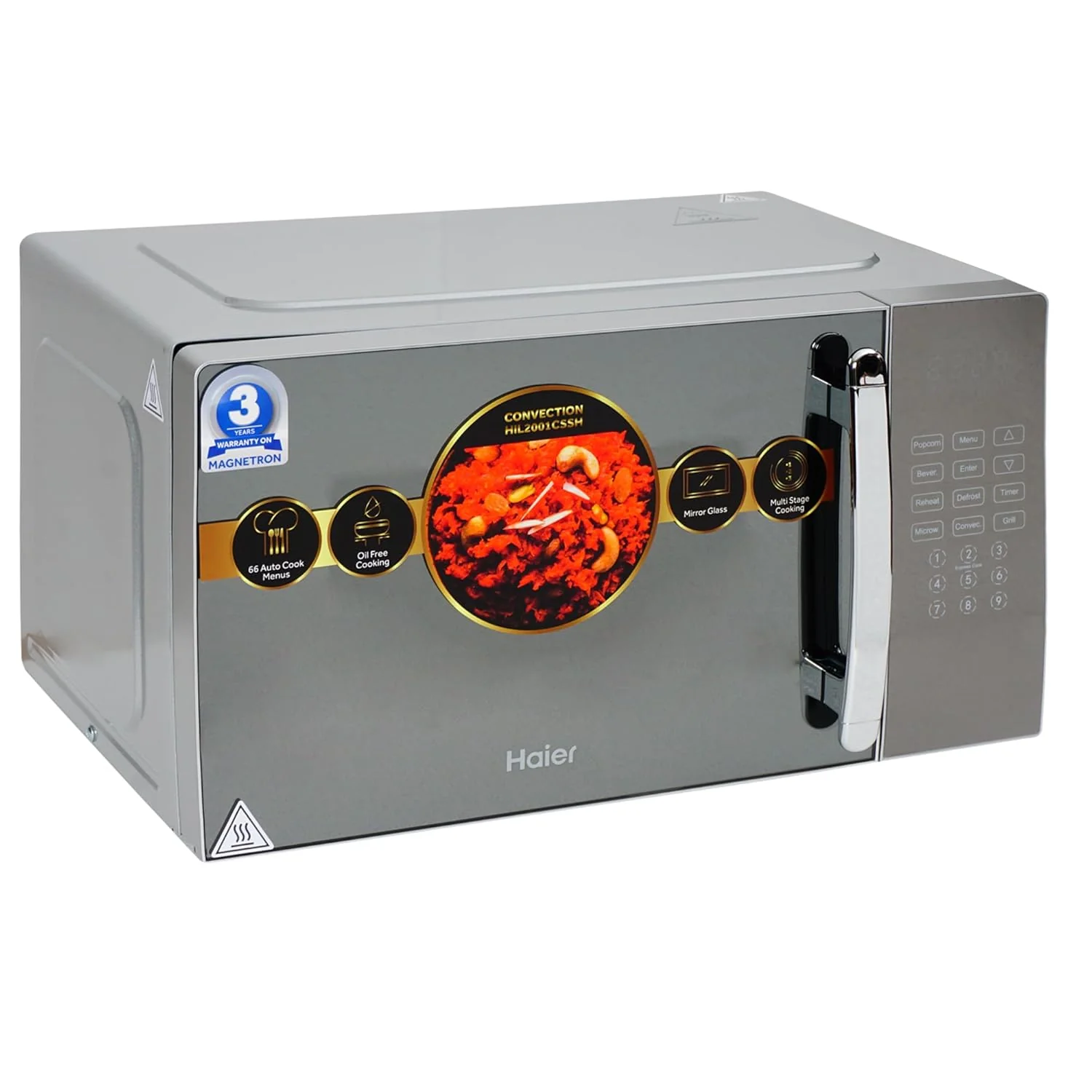 Haier 20L Convection Microwave Oven with Mirror Glass design (HIL2001CSSH,Silver) - Image 2