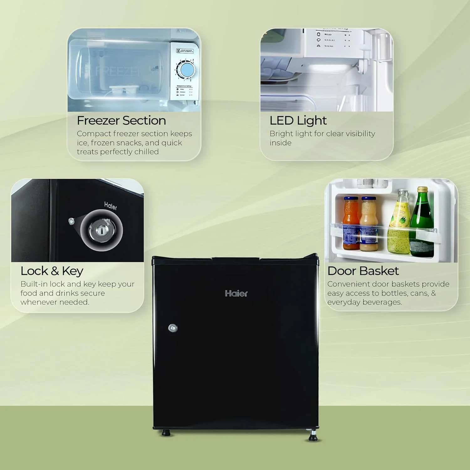 Haier 50L Direct Cool Mini Refrigerator (HRD-752KSA), Single Door Minibar, Freezer Box, 2 Star - Image 5