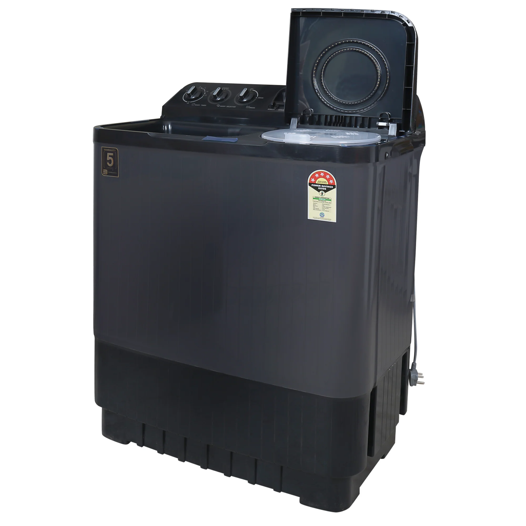 Haier 9 Kg 5 Star Semi Automatic Top Loading Washing Machine (HTW90-196BBK Magic Filter, Rat Mesh, Toughened Glass Top Black) - Image 2