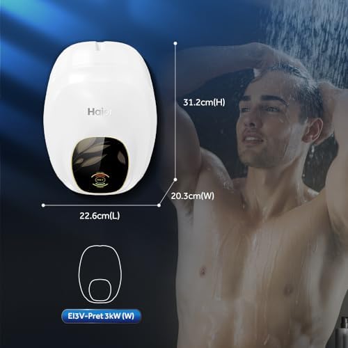 Haier Pret White Geyser 3 Litre 3KW Fast Heating Glass-Lined Instant Water Heater ABS Out Body for High-rise Building 8 Bar Instant Geyser for Kitchen&amp; Bathroom, Free Installation - Image 3